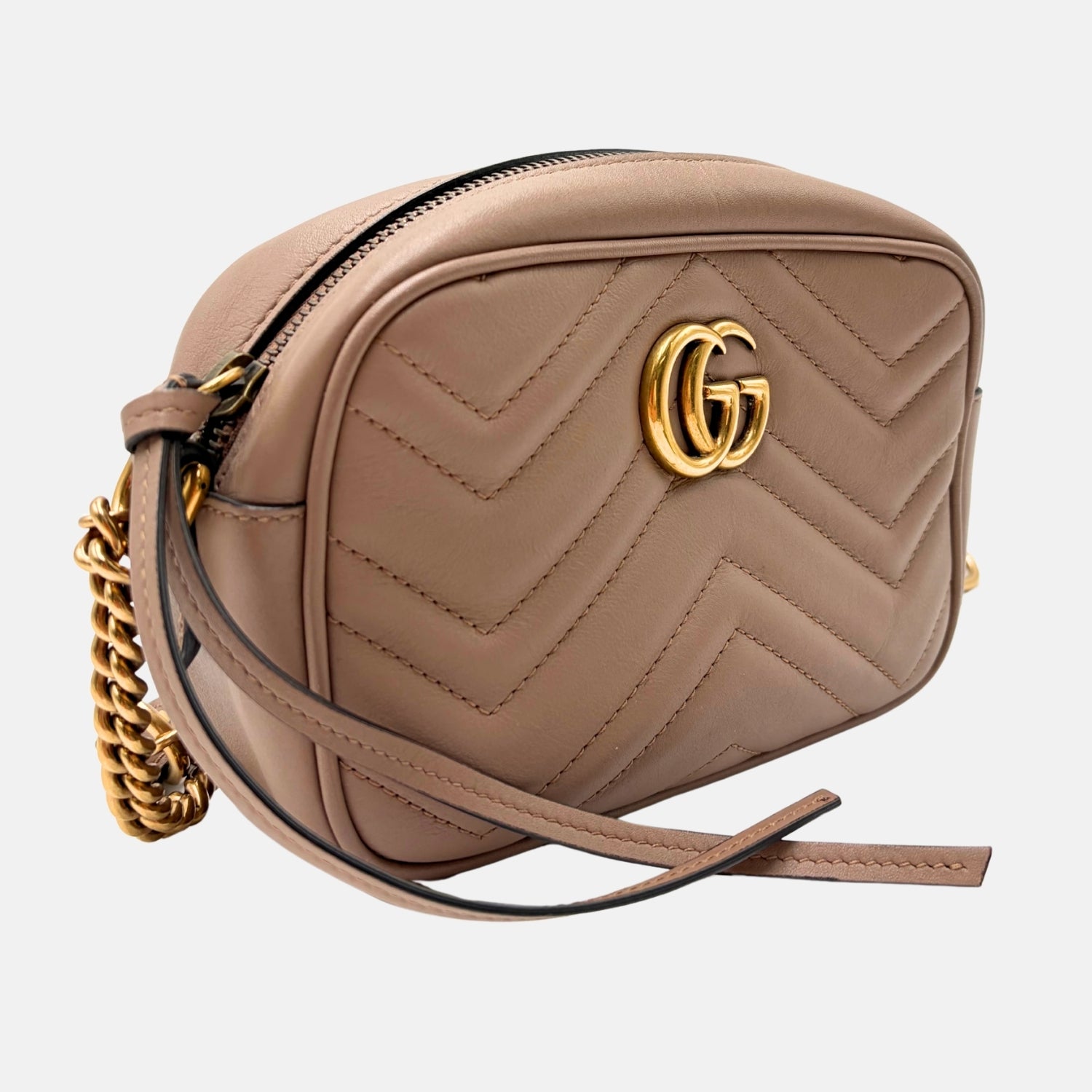 Marmont Camera Bag Taupe Matelassé Leather Mini