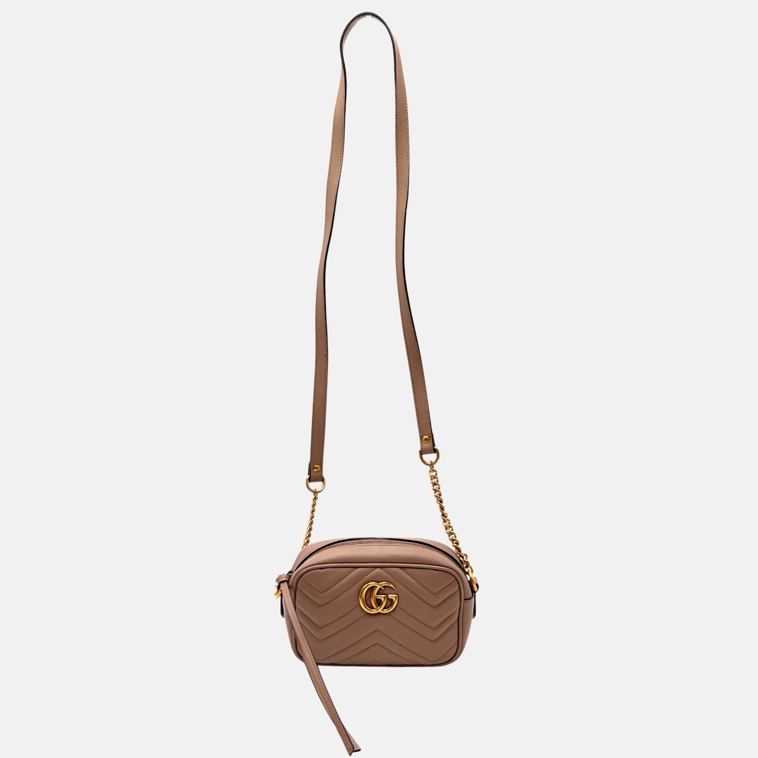 Marmont Camera Bag Taupe Matelassé Leather Mini