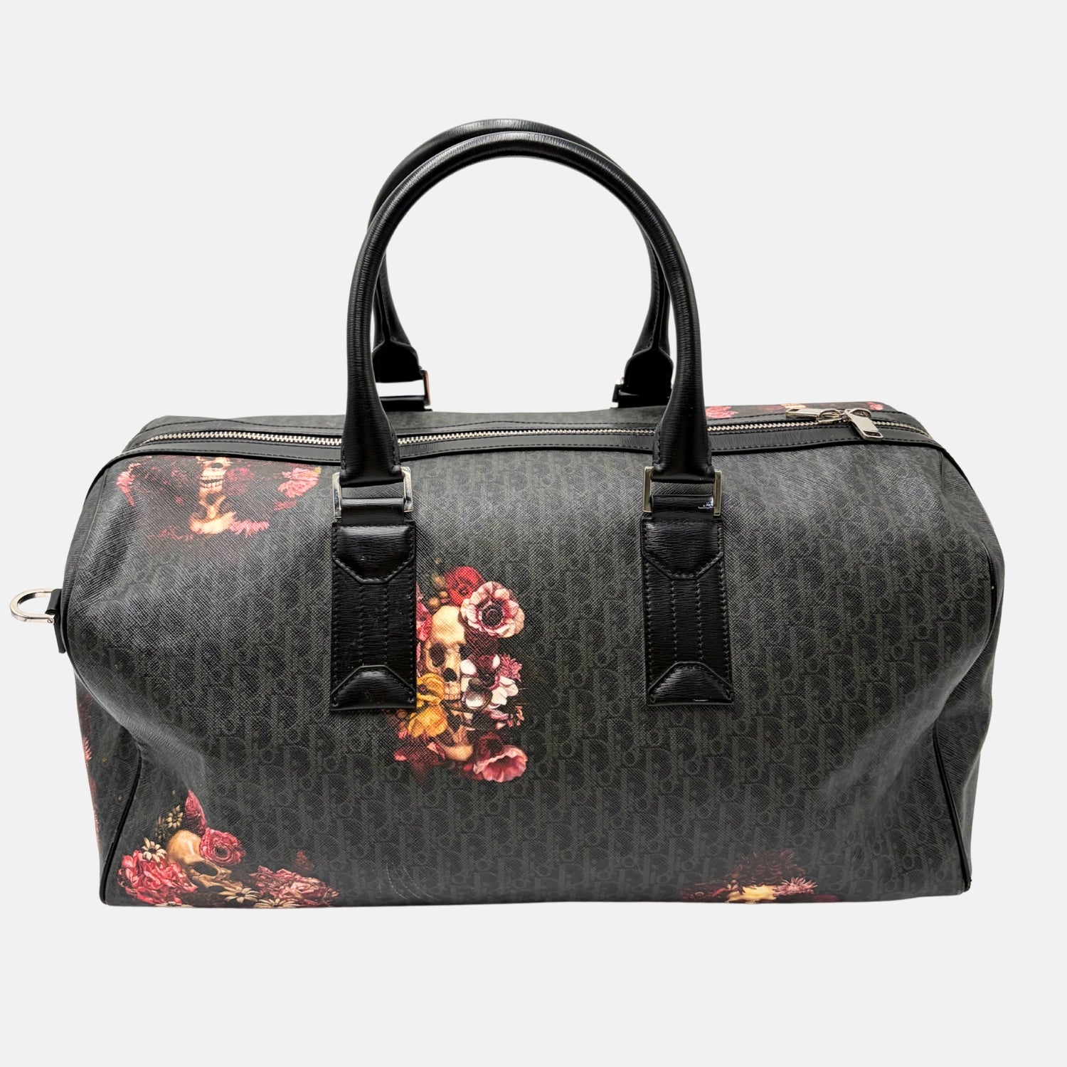 Homme Black Monogram Skull Floral Duffel