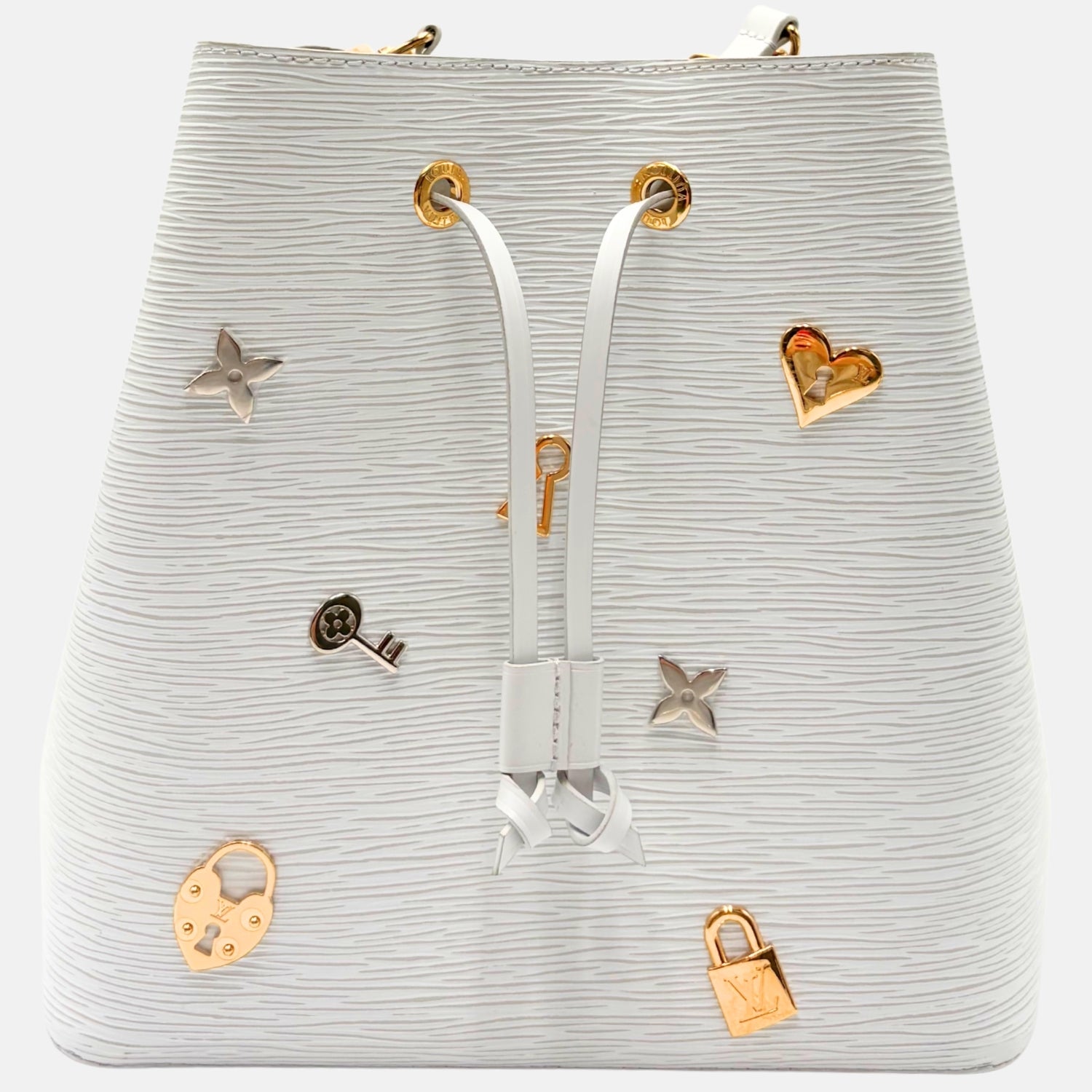 Neo Noé Love Lock White Epi Leather Bag