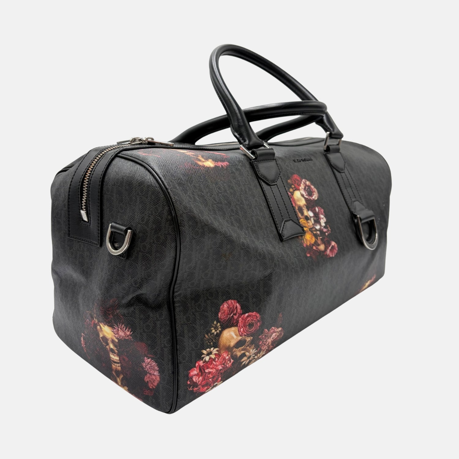 Homme Black Monogram Skull Floral Duffel