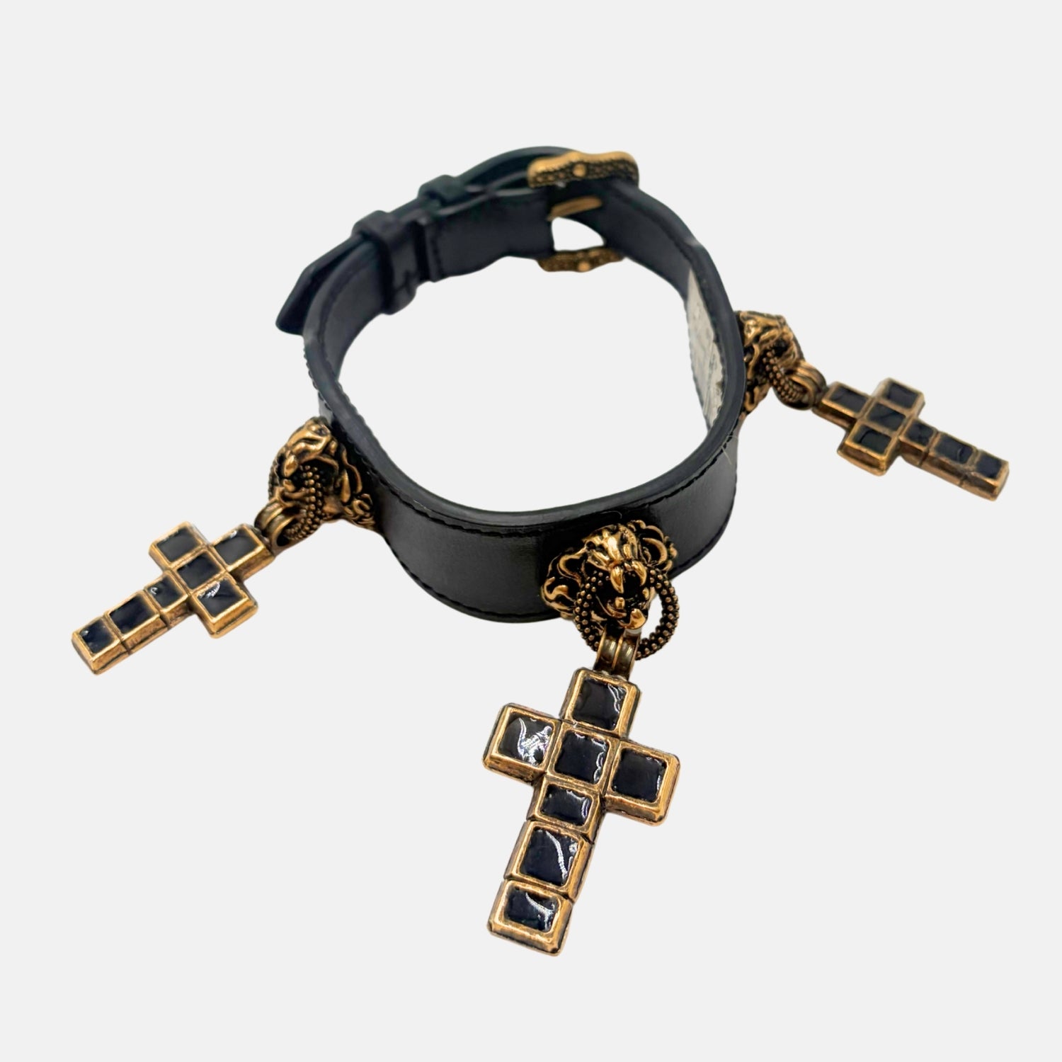 Cross Charm Leather Bracelet