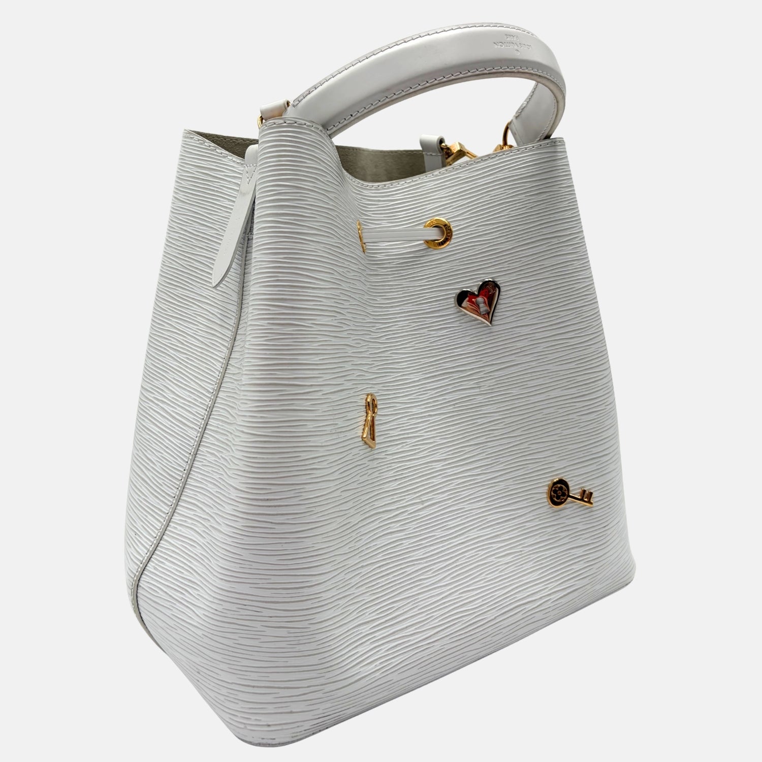 Neo Noé Love Lock White Epi Leather Bag