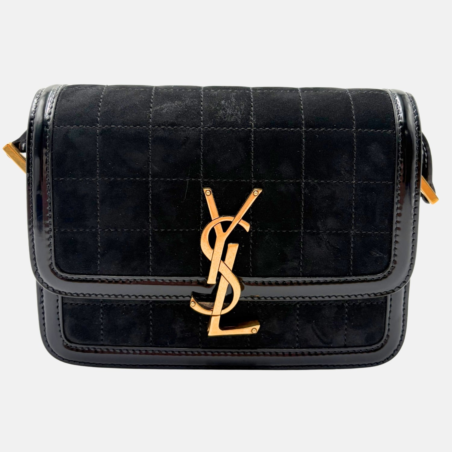 Solferino Bag Black Suede and Patent Leather Mini