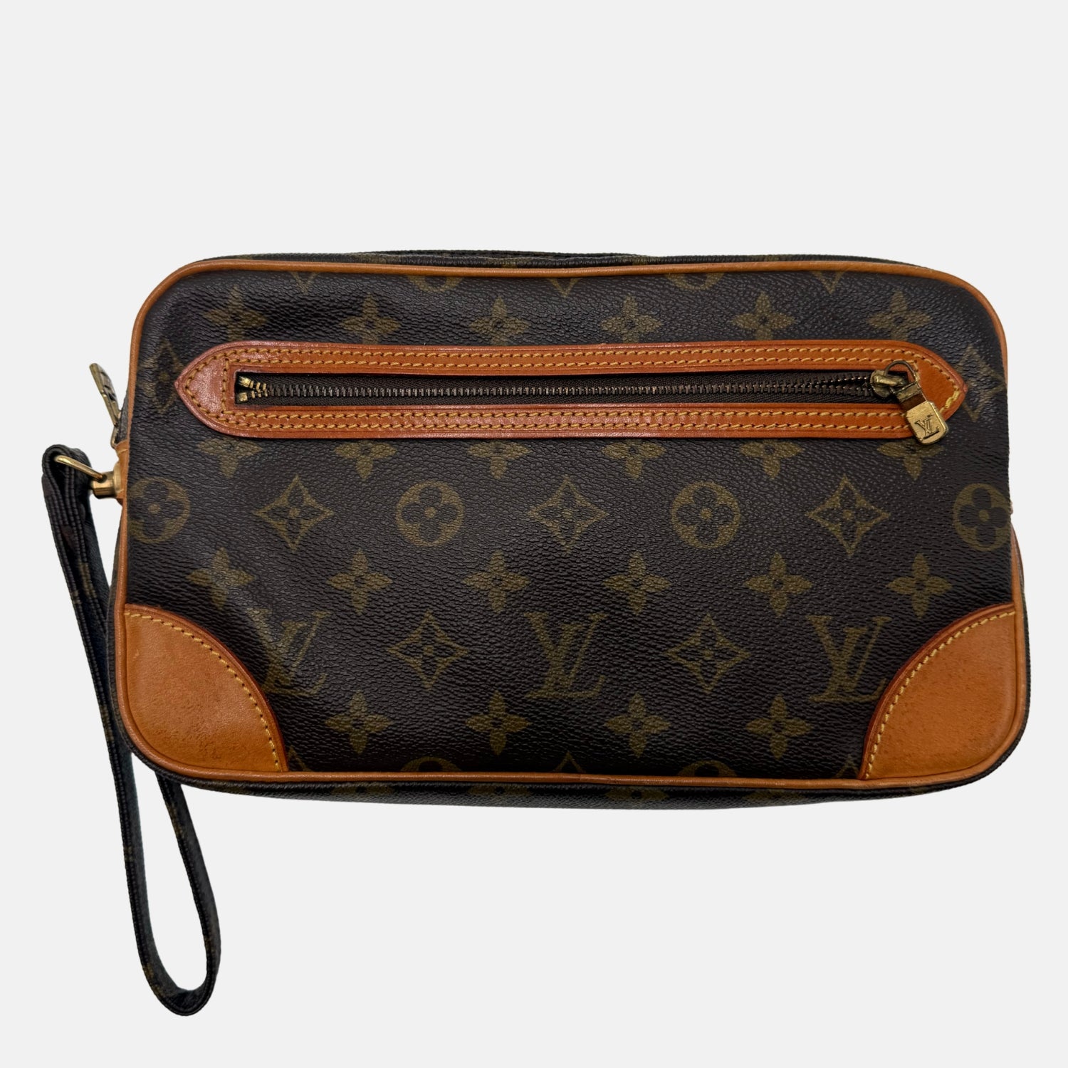 Wristlet Vintage Monogram Canvas with Strap