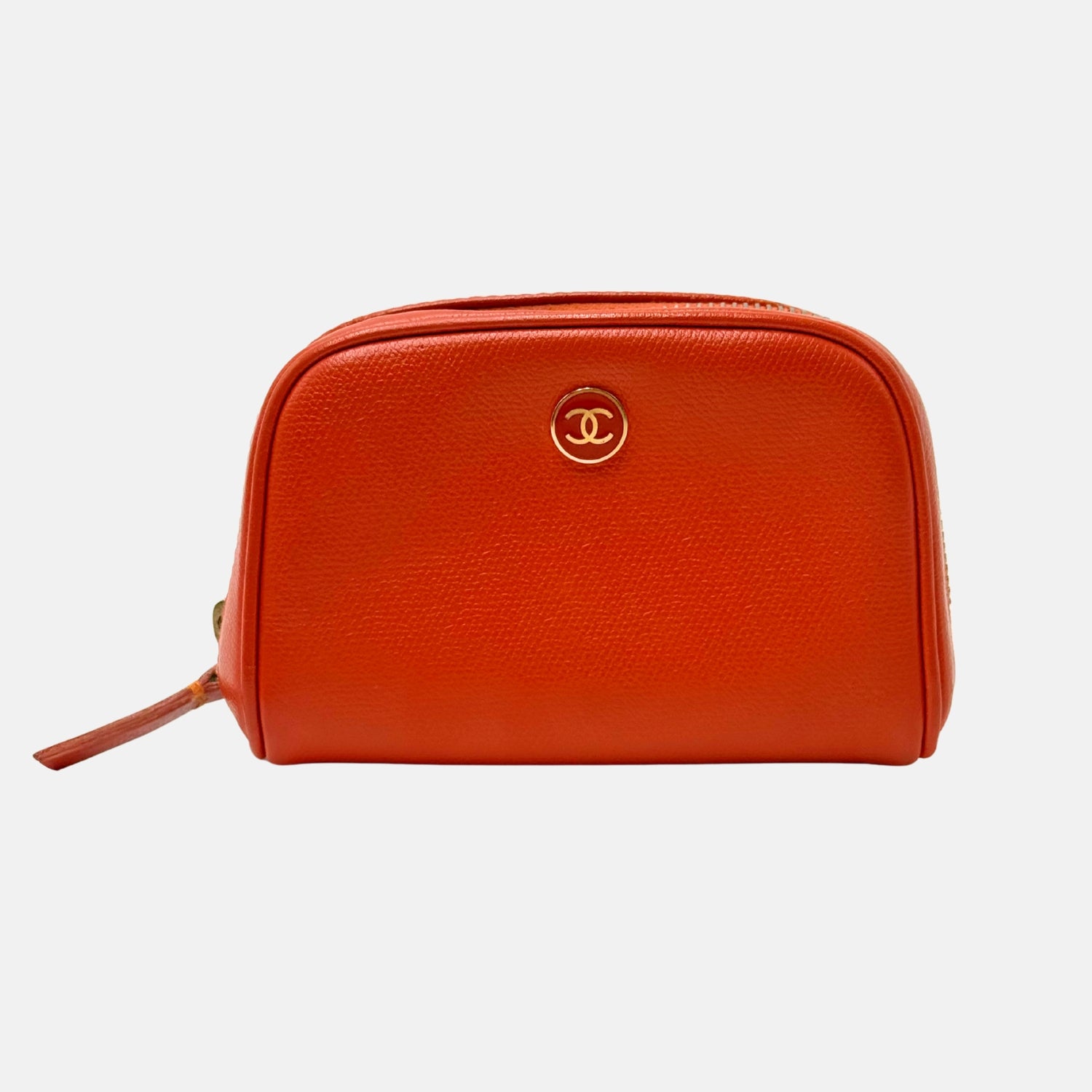 Cosmetic Pouch Orange Caviar Leather