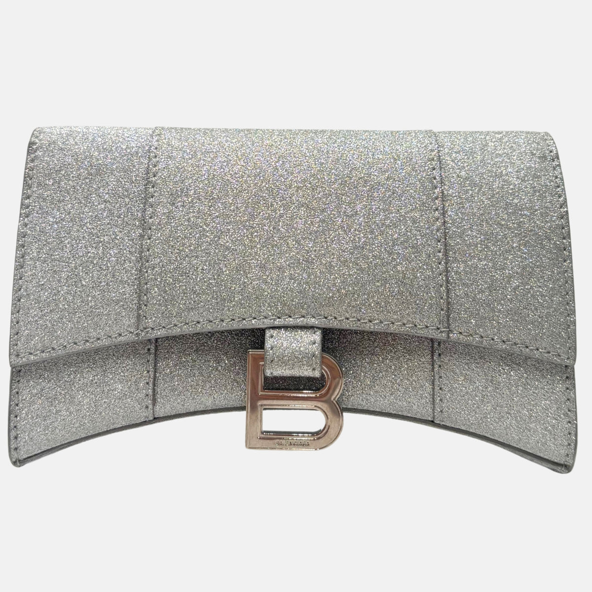 Balenciaga Hourglass Glitter Bag Silver Glitter Leather