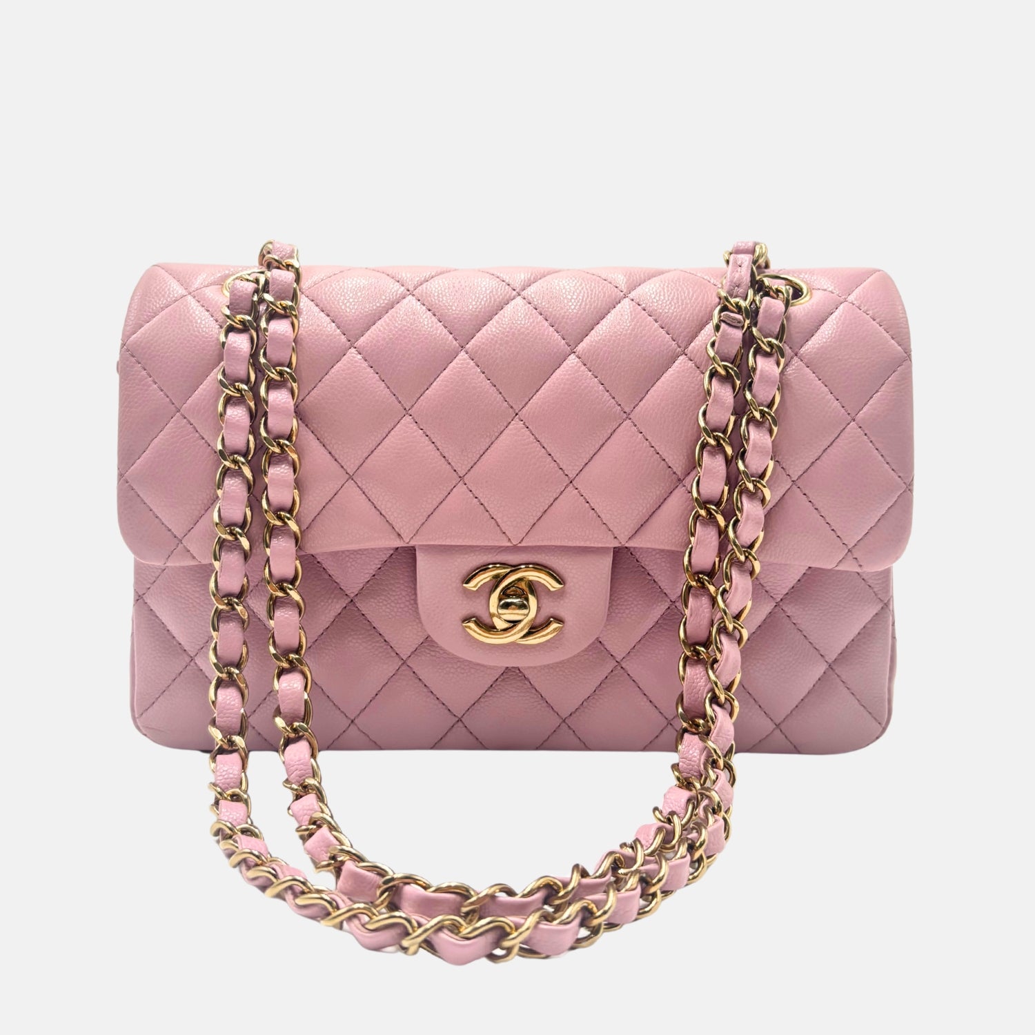 Classic Flap Bag Pink Quilted Leather Medium