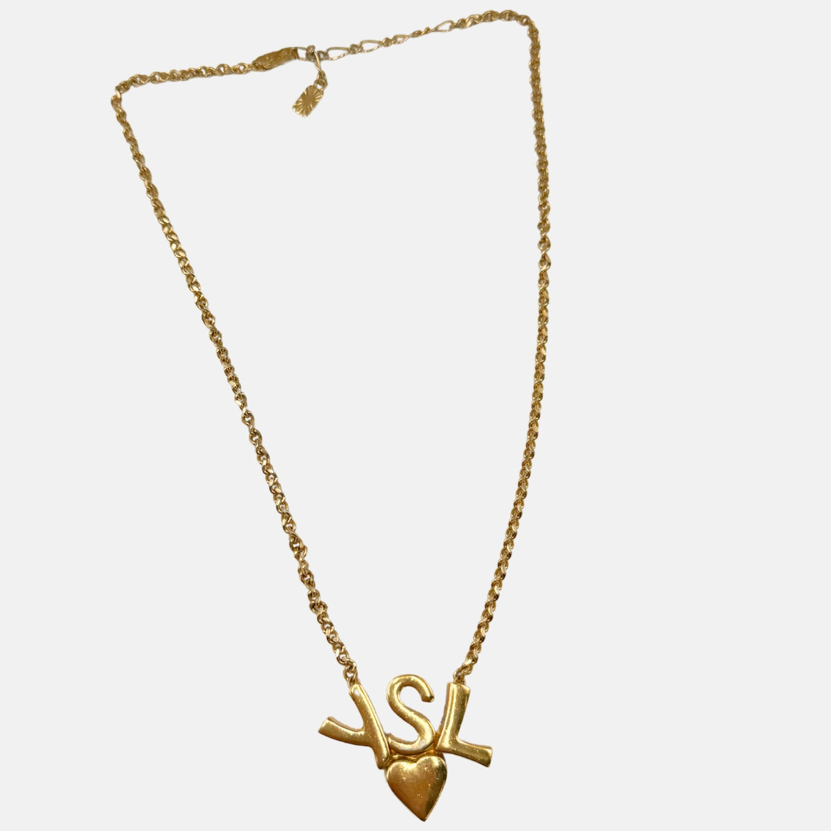 YSL Heart Pendant Necklace Gold