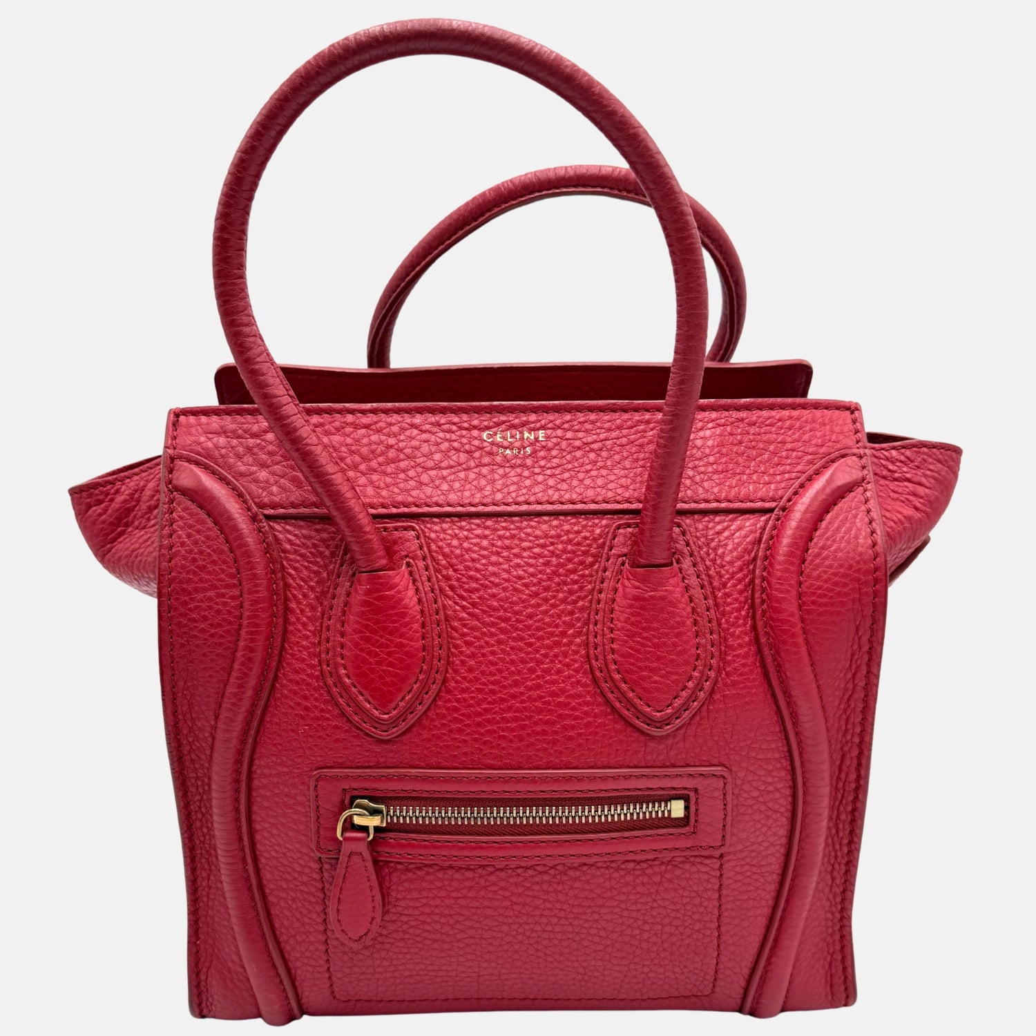 Luggage Tote Red Grained Leather Nano