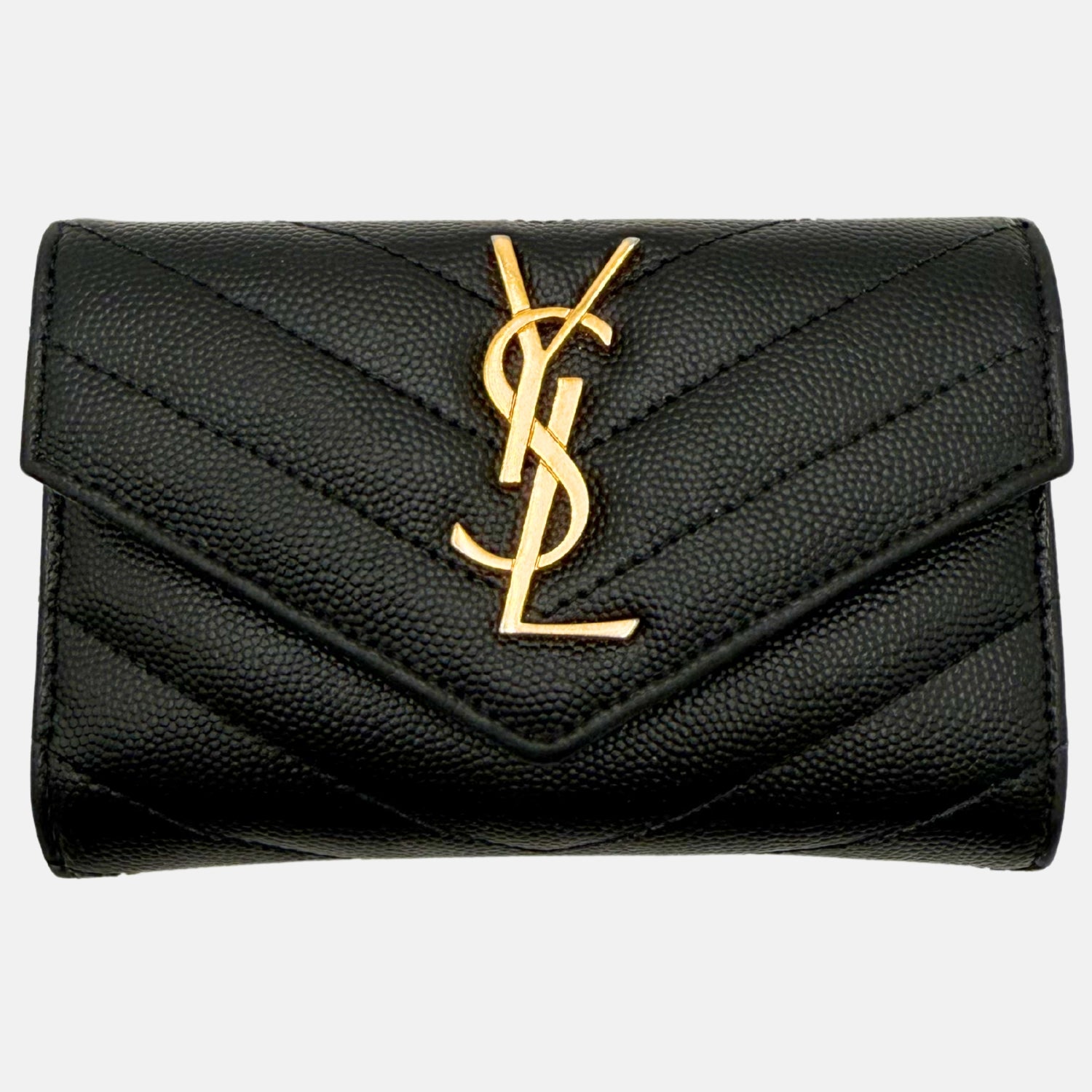 Monogram Envelope Flap Wallet Black Grain de Poudre