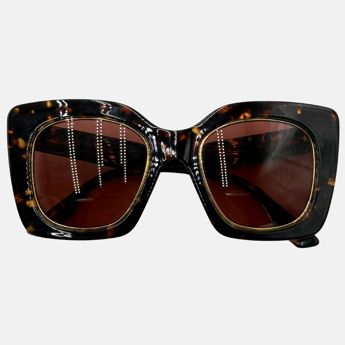 Gucci Tortoise Print w/Gold Logo Sunglasses Gucci GG1579S 002 Sunglasses Shiny Havana - eye-oo.com main image 2