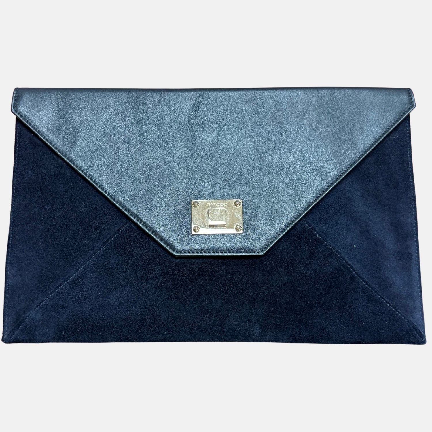 Envelope Clutch Navy Suede/Leather