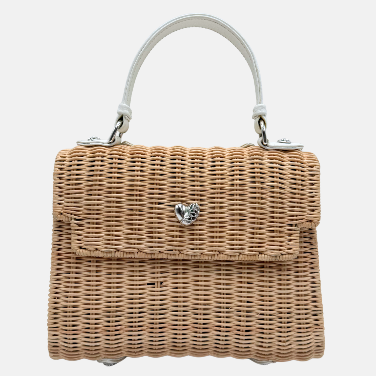 CHROME HEARTS 銀座店 クロムハーツ 未使用 DOLLY STRAW BAG スモールクロス ストローバッグ 2WAYバッグ SV925 白 101368 Chrome Hearts Dolly Wicker Bag White