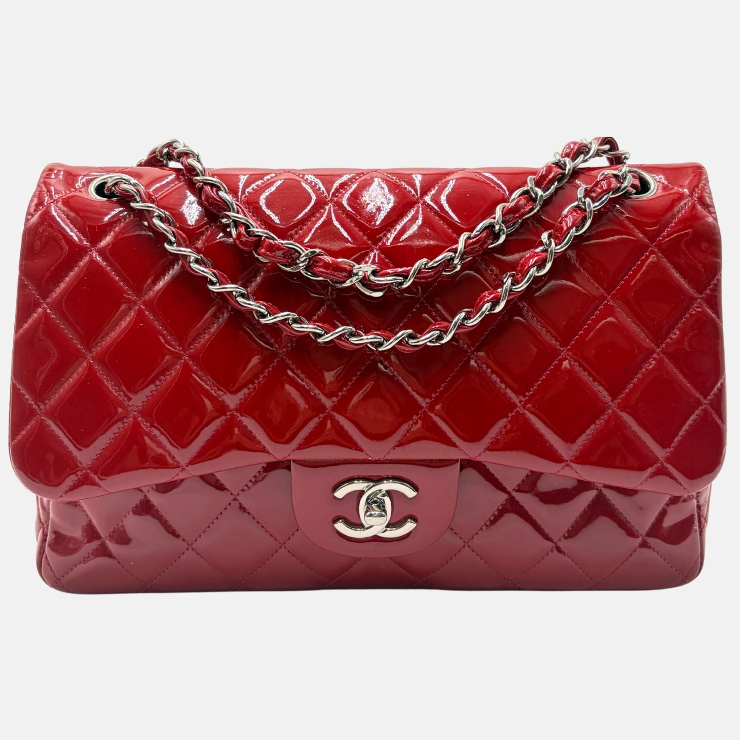 Classic Double Flap Jumbo Bag Red Patent Leather