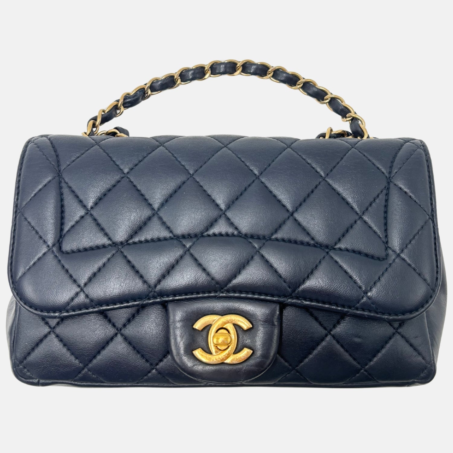 Flap Bag Navy Blue Lambskin 21 Series Small