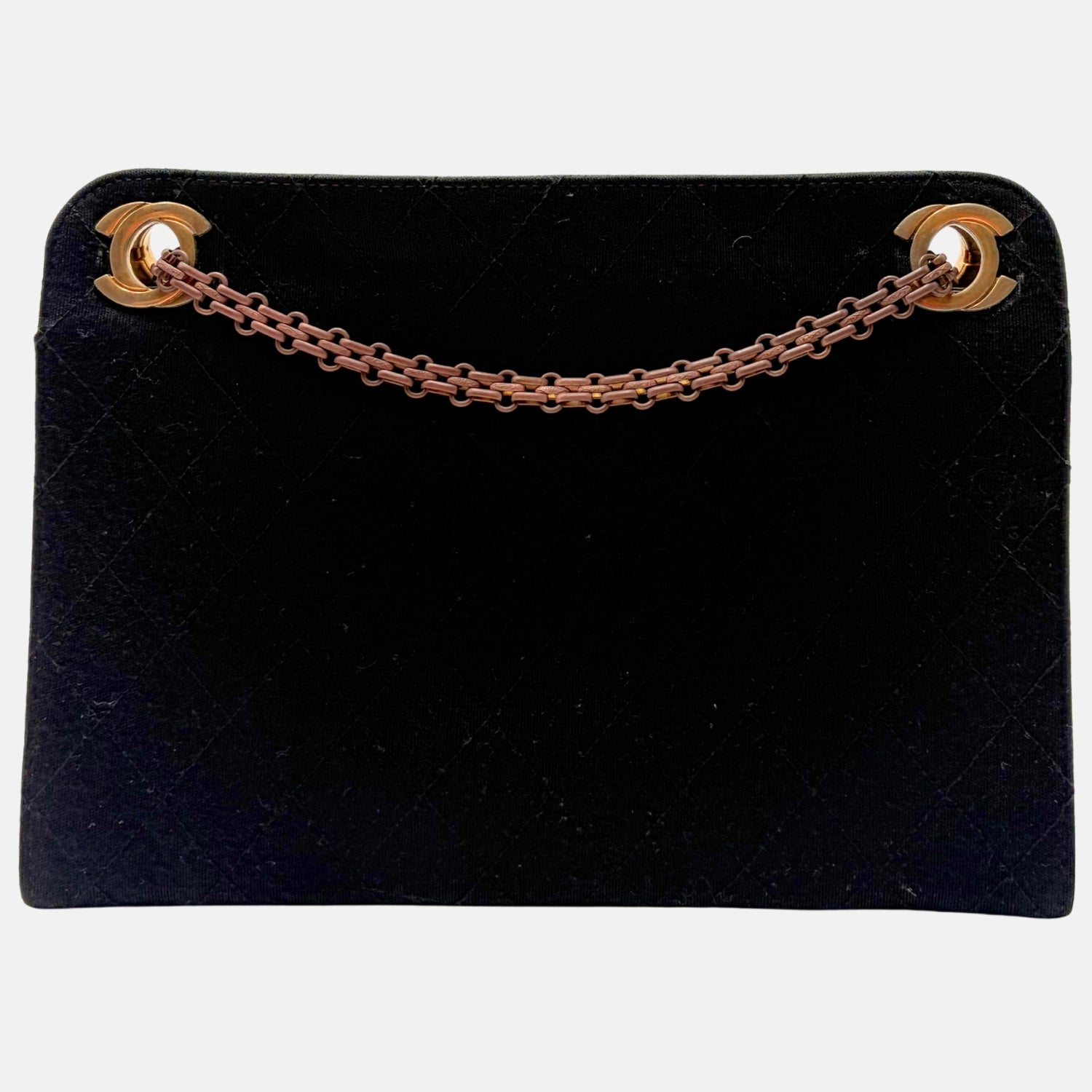 Vintage Shoulder Bag Black Quilted Cotton