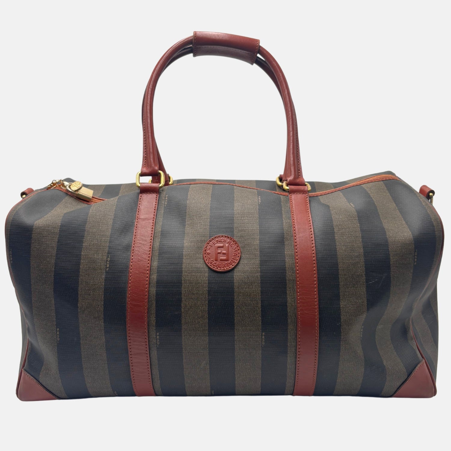 FENDI Duffel Pequin Striped Coated Canvas