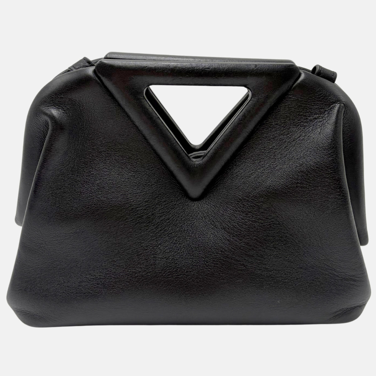 Bottega Veneta Triangle Top Handle Bag Black Leather