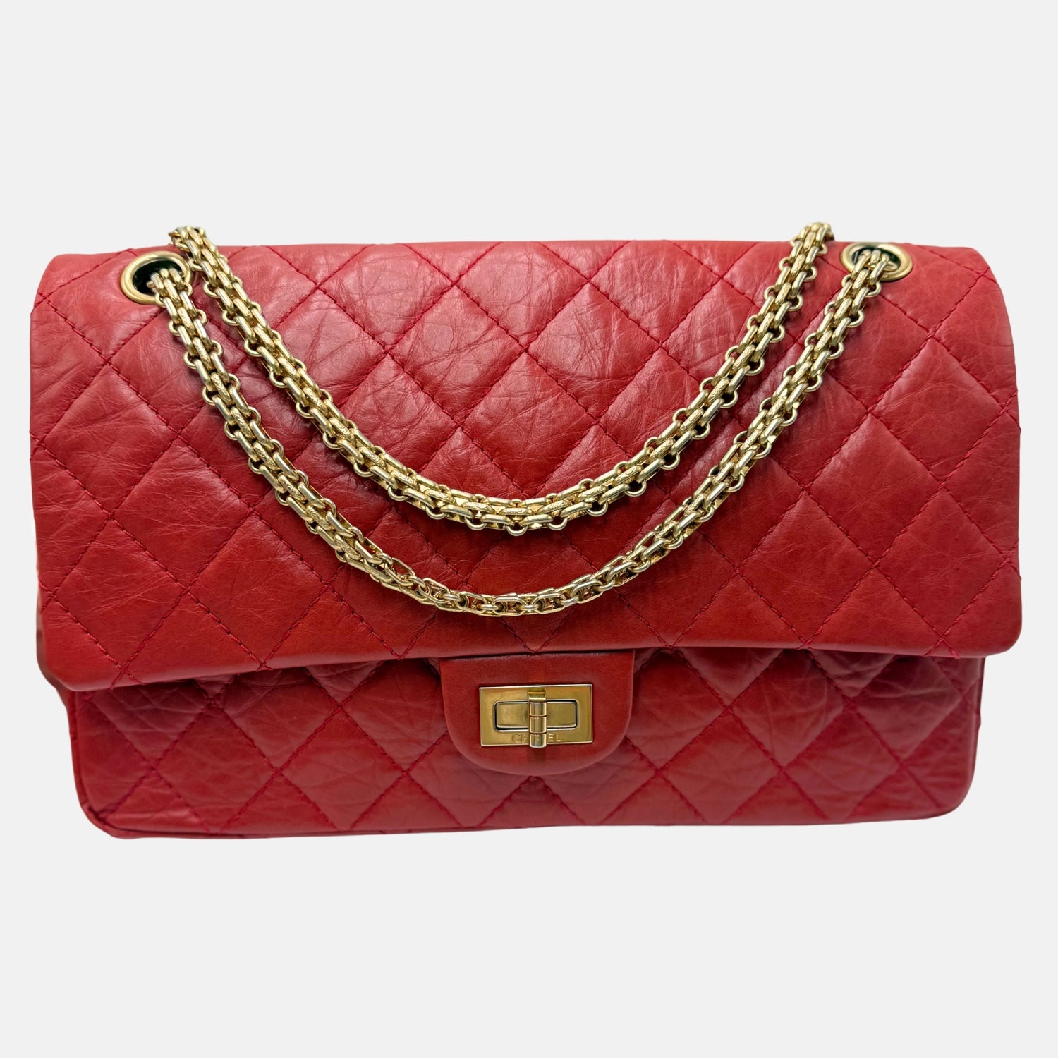 Reissue 2.55 Double Flap Bag Red Lambskin Medium