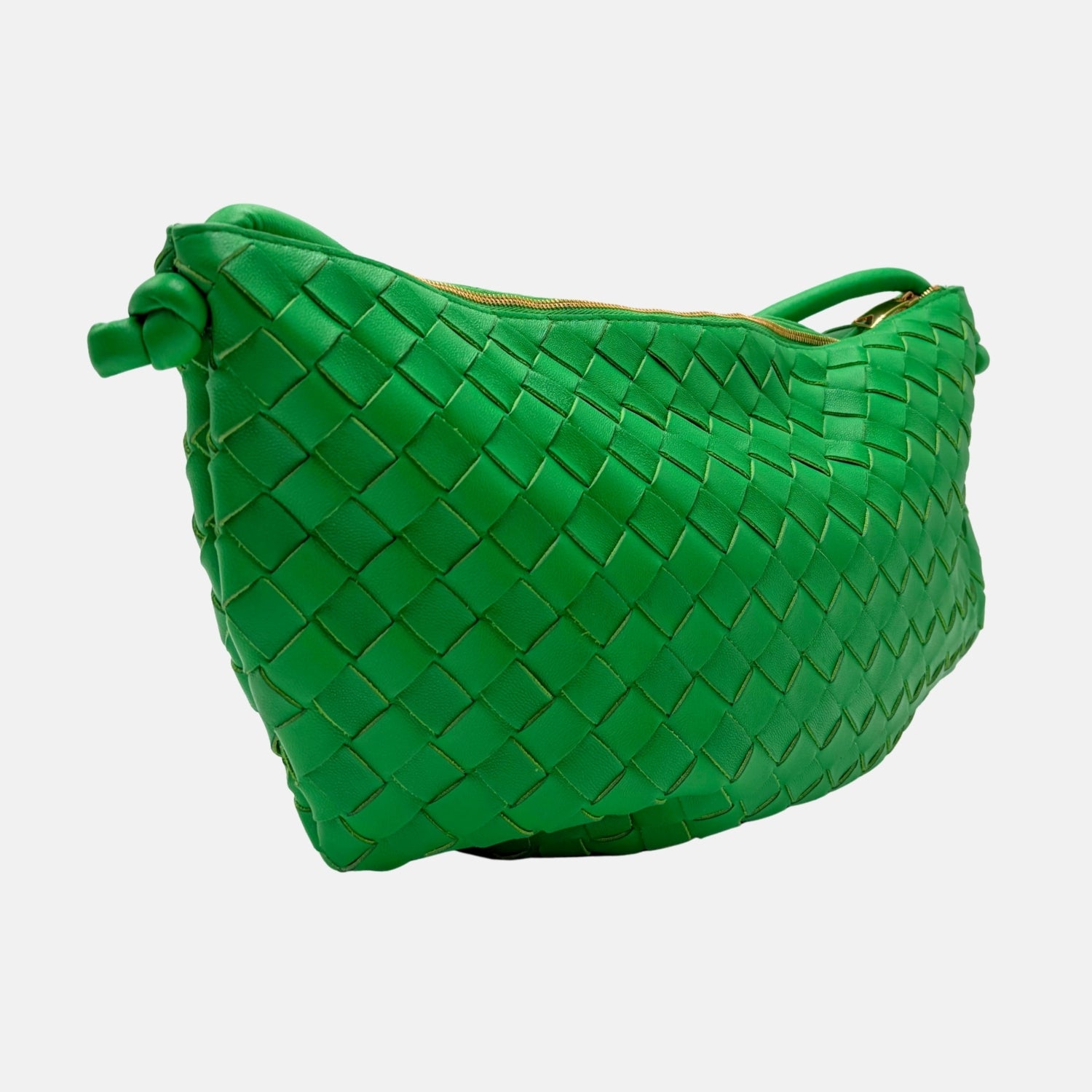 Shoulder Bag Green Intrecciato Leather