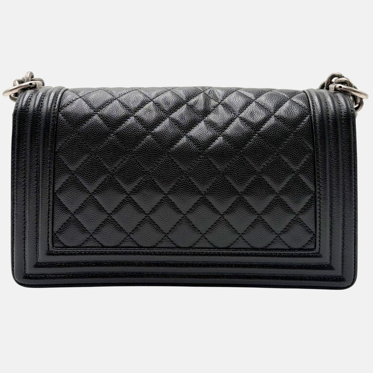 Boy Bag Black Caviar Ruthenium Medium