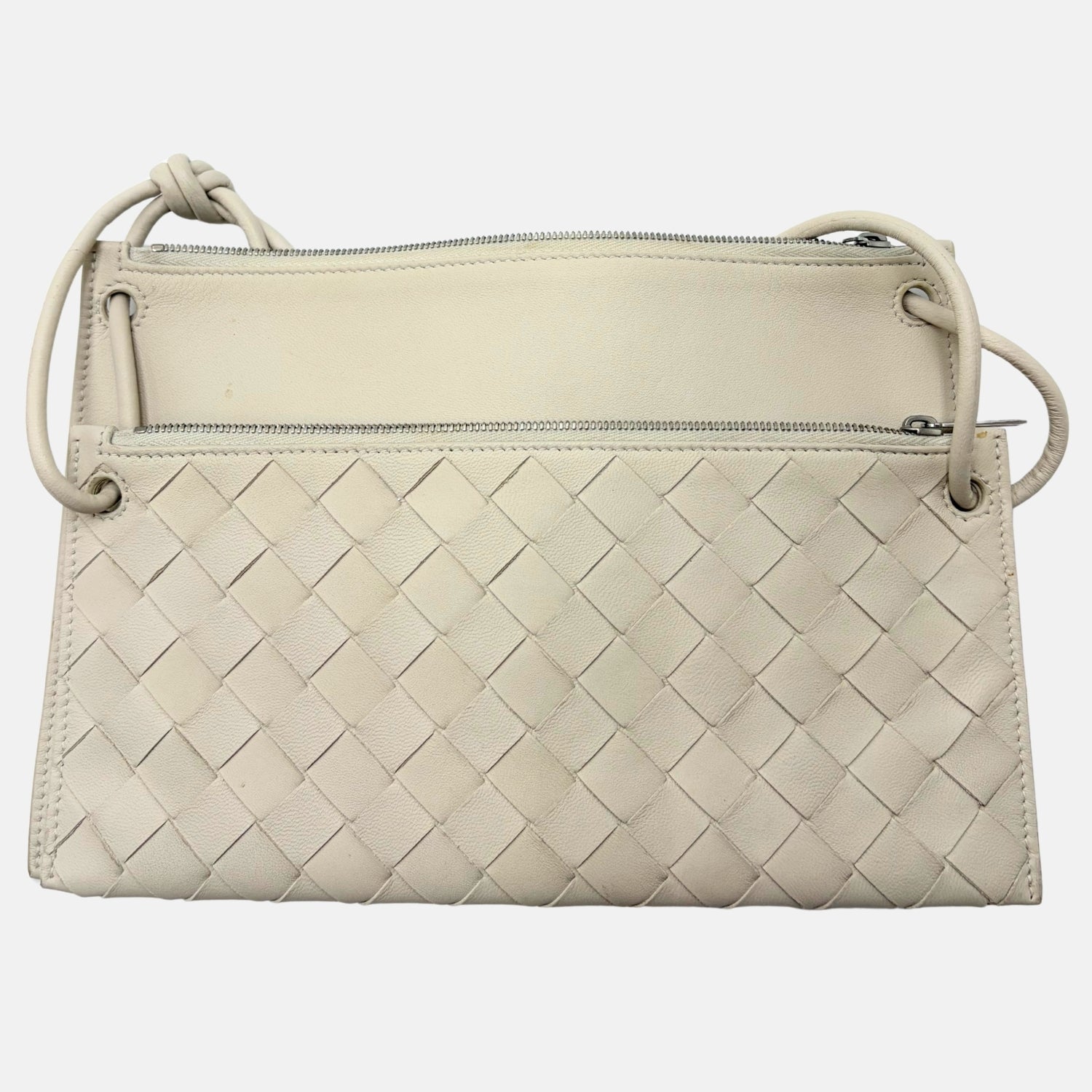 Crossbody Pouch Ivory Intrecciato Leather