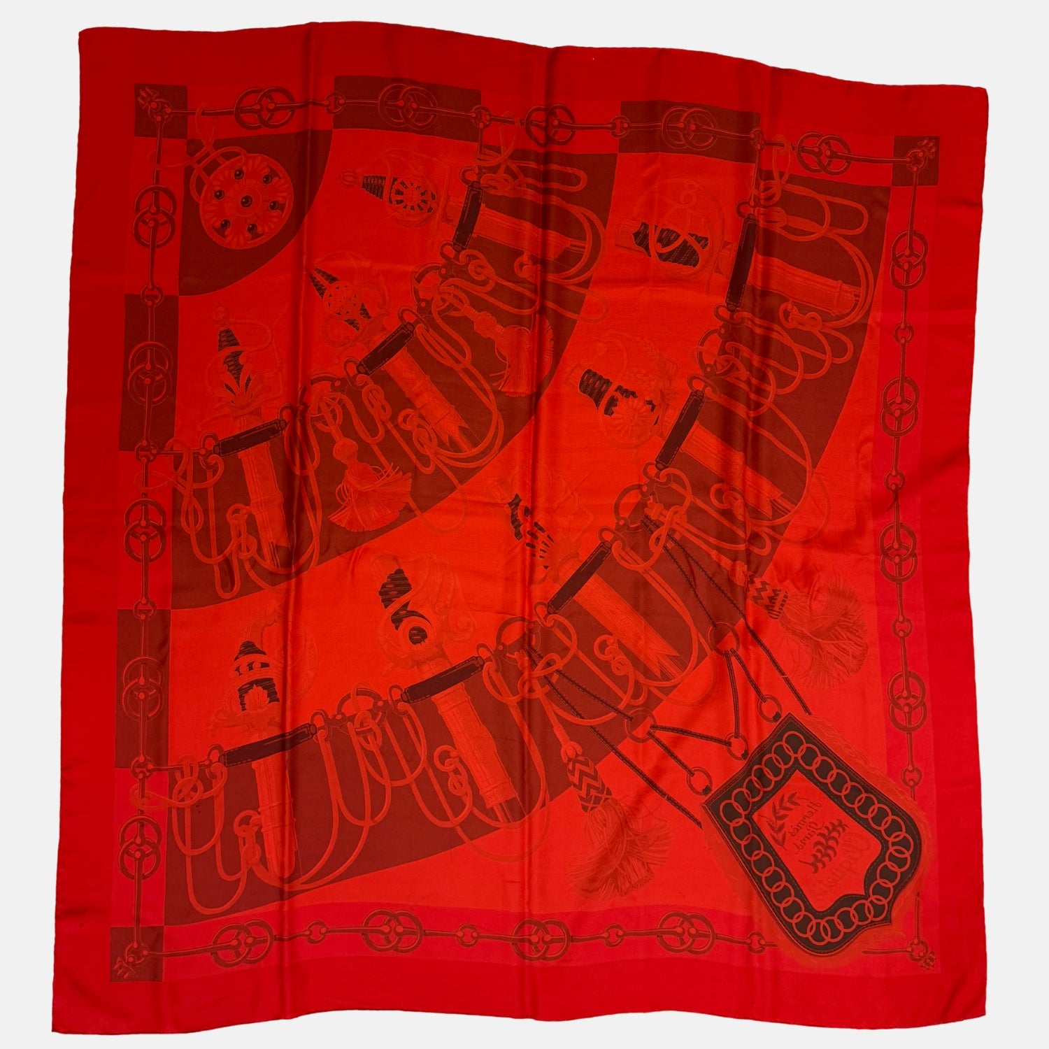 Les Cles Scarf Red Silk 90