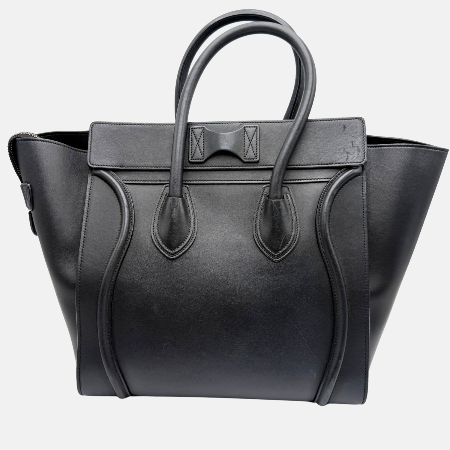 Luggage Tote Black Drummed Calfskin Mini