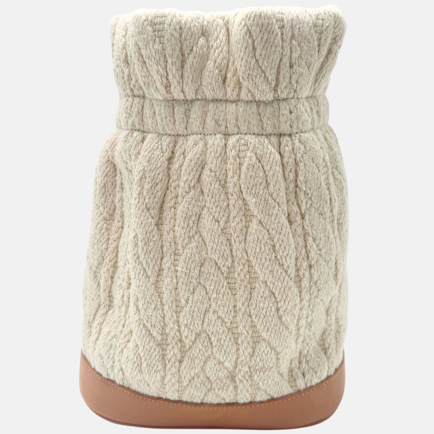 Sweater Hobo Bag Cream Knit and Leather