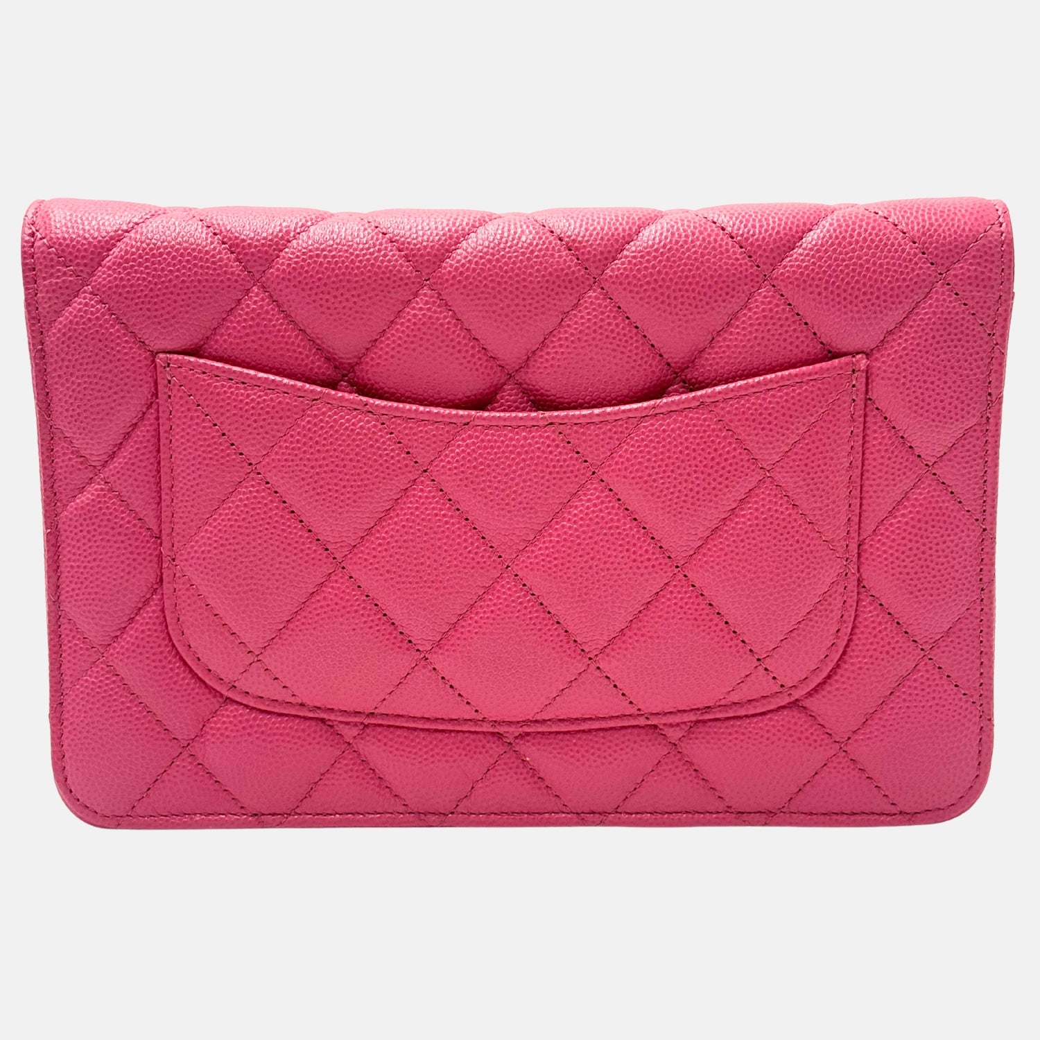 Classic Wallet on Chain Pink Caviar Leather