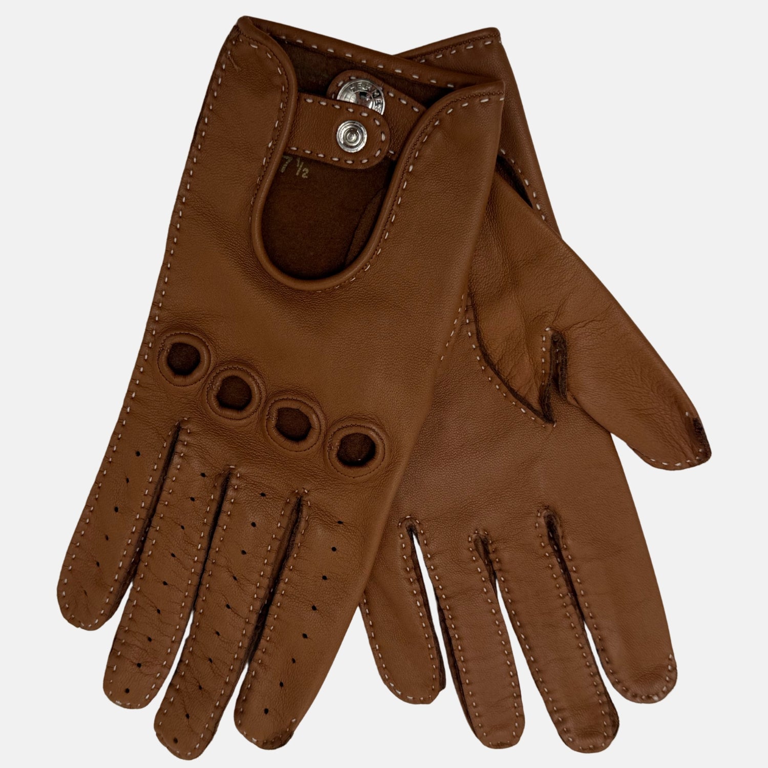 Driving Gloves Brown Leather Size 7.5