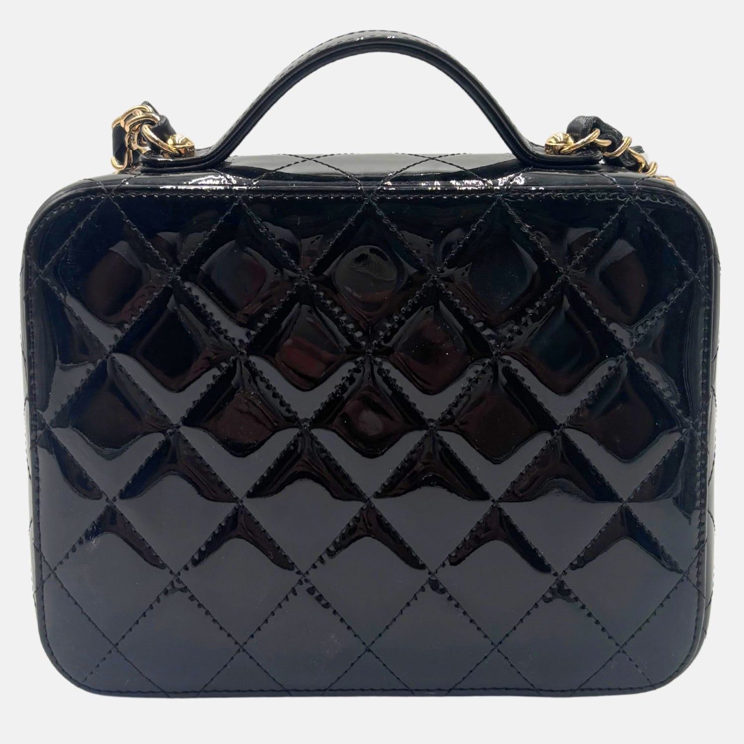 Vanity Case Gold Quilted Patent