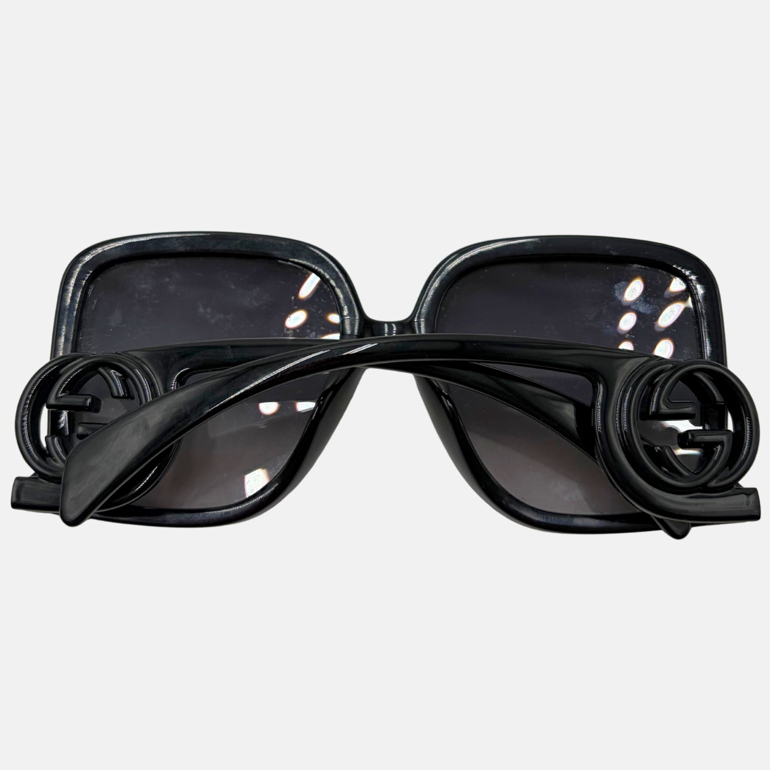 Sunglasses Black Oversized Square with Side Logo