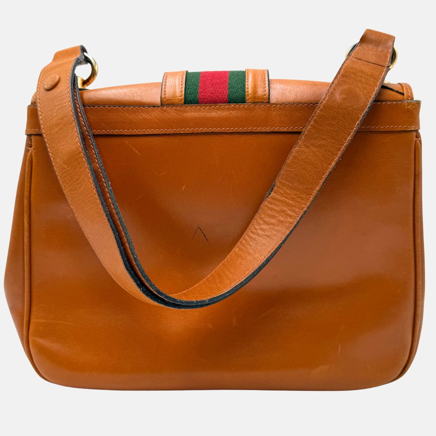 Satchel Bag Brown Leather Vintage Web