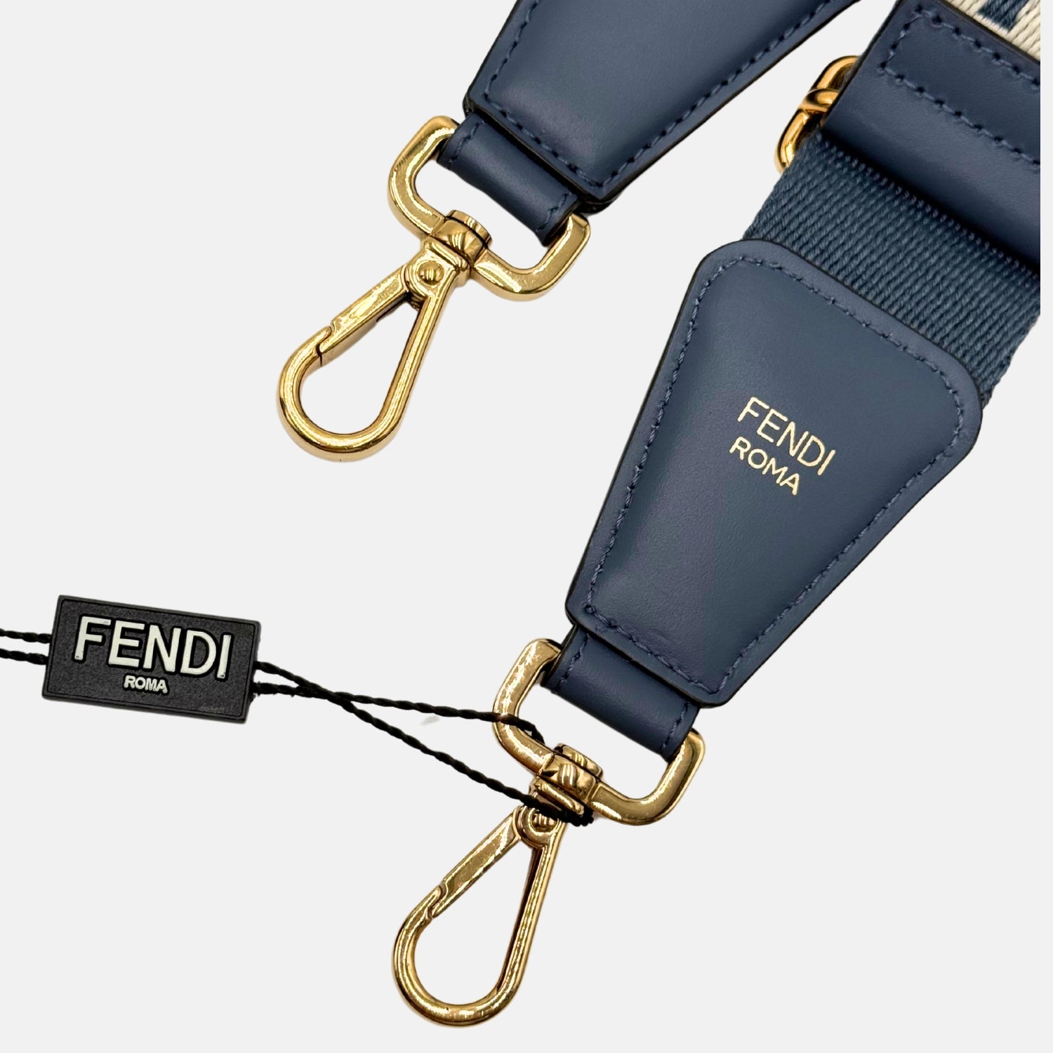 Bag Strap Blue Beige Denim Jacquard