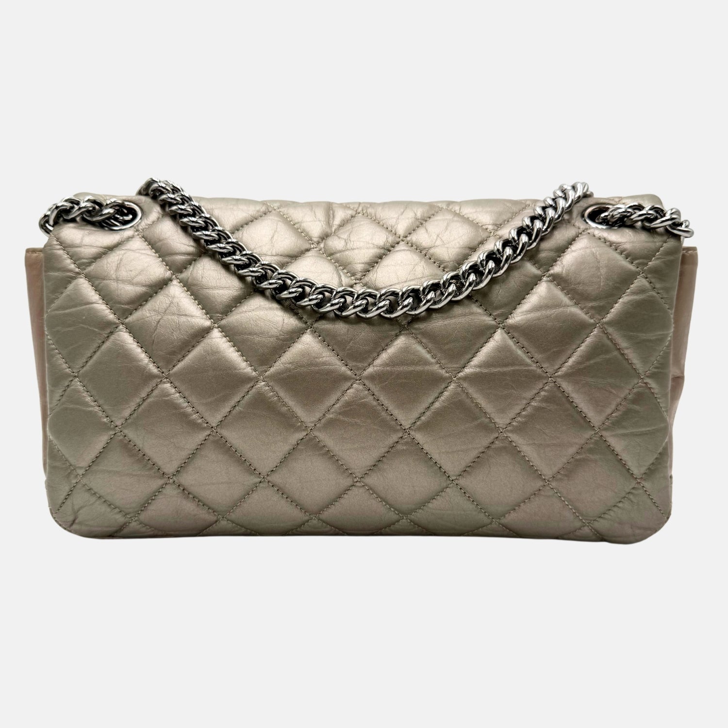 Classic Flap Bag Metallic Silver Quilted Calfskin Medium