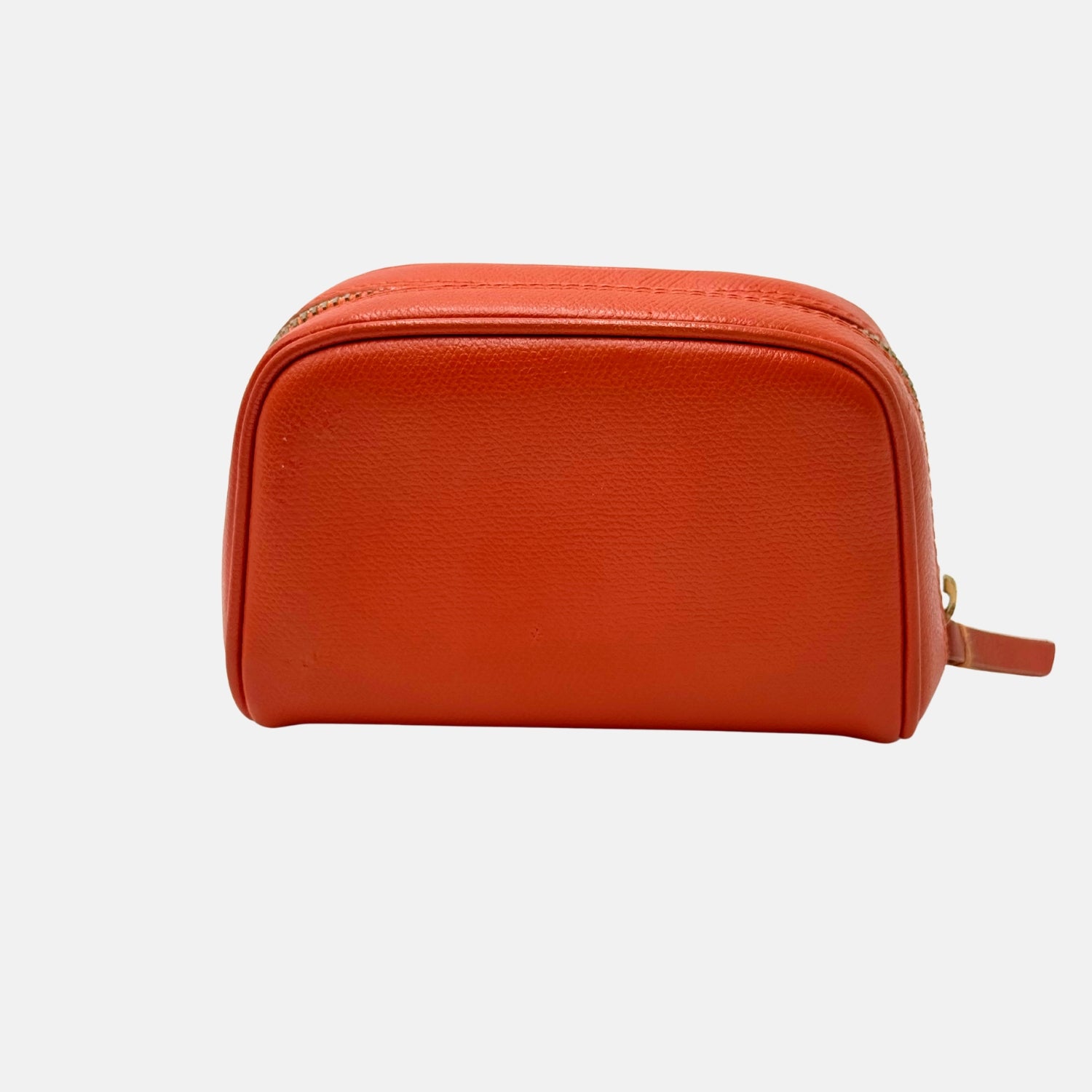 Cosmetic Pouch Orange Caviar Leather