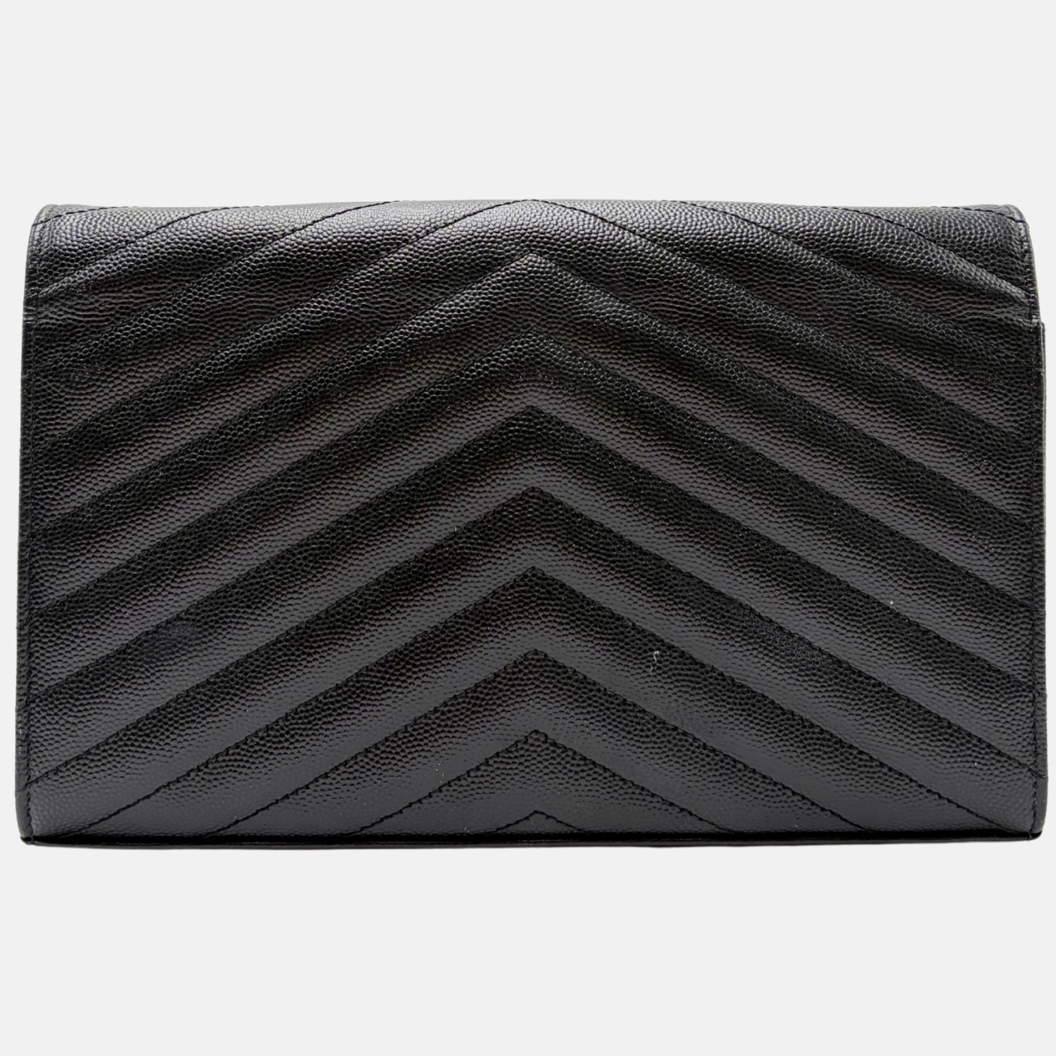 Cassandre Chevron Wallet on Chain Black Leather