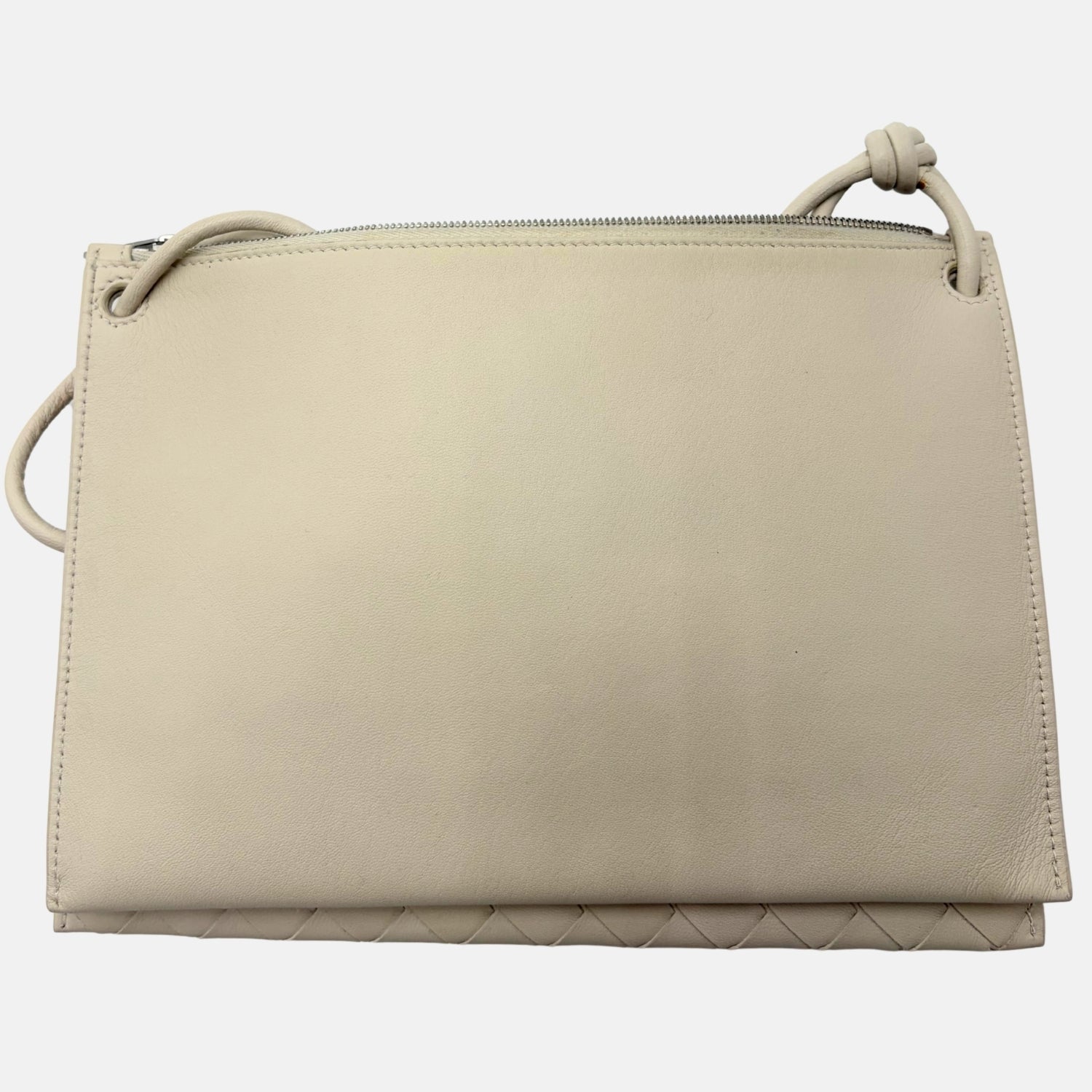 Crossbody Pouch Ivory Intrecciato Leather