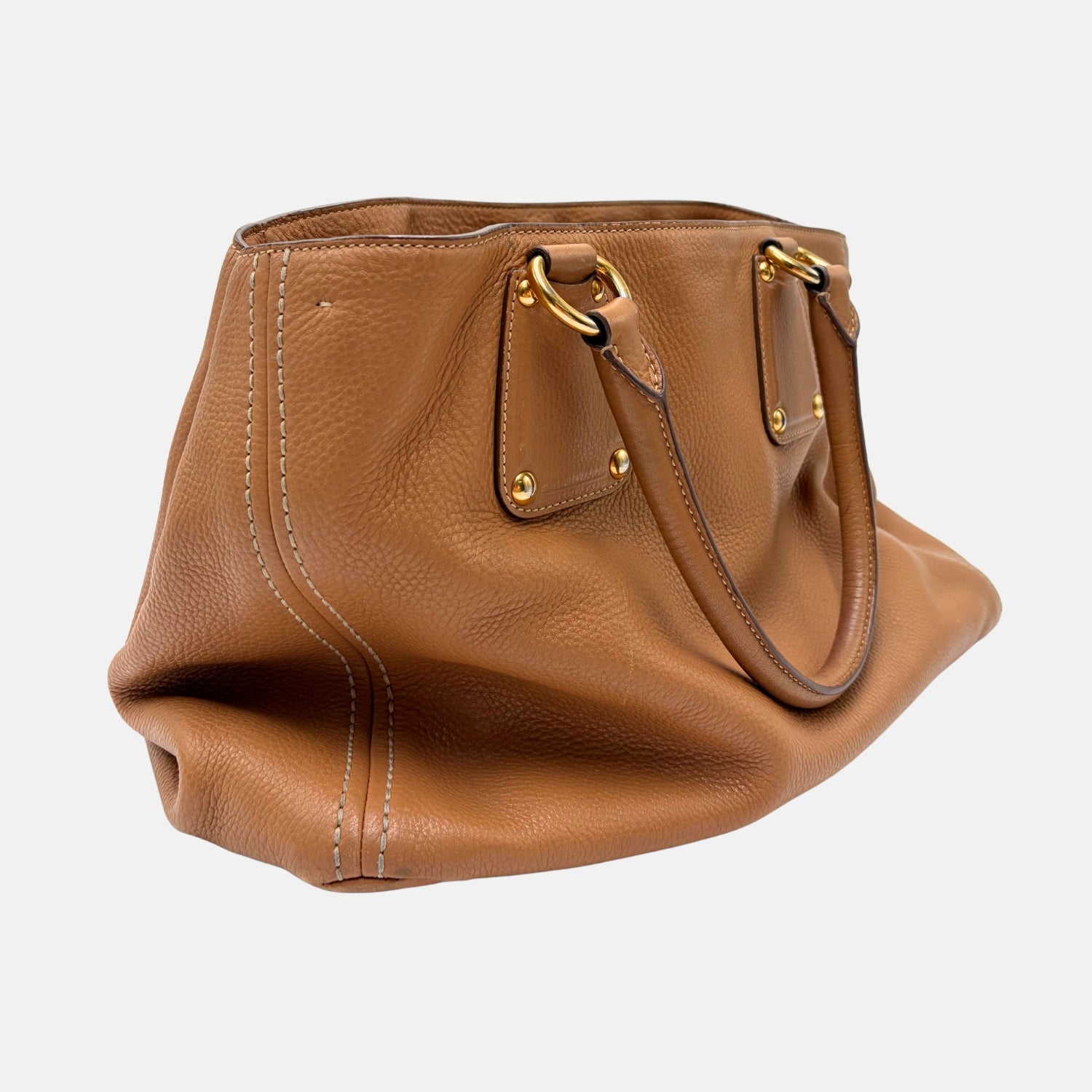 Vitello Daino Tote Camel