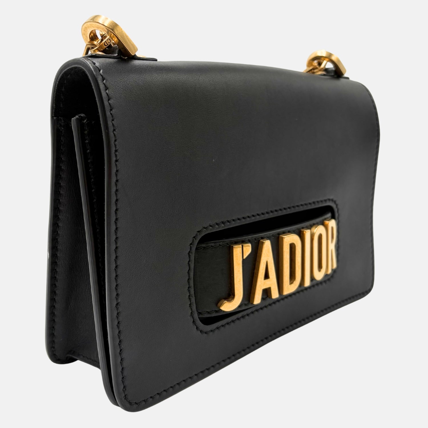 J'Adior Smooth Calfskin Chain Clutch Black