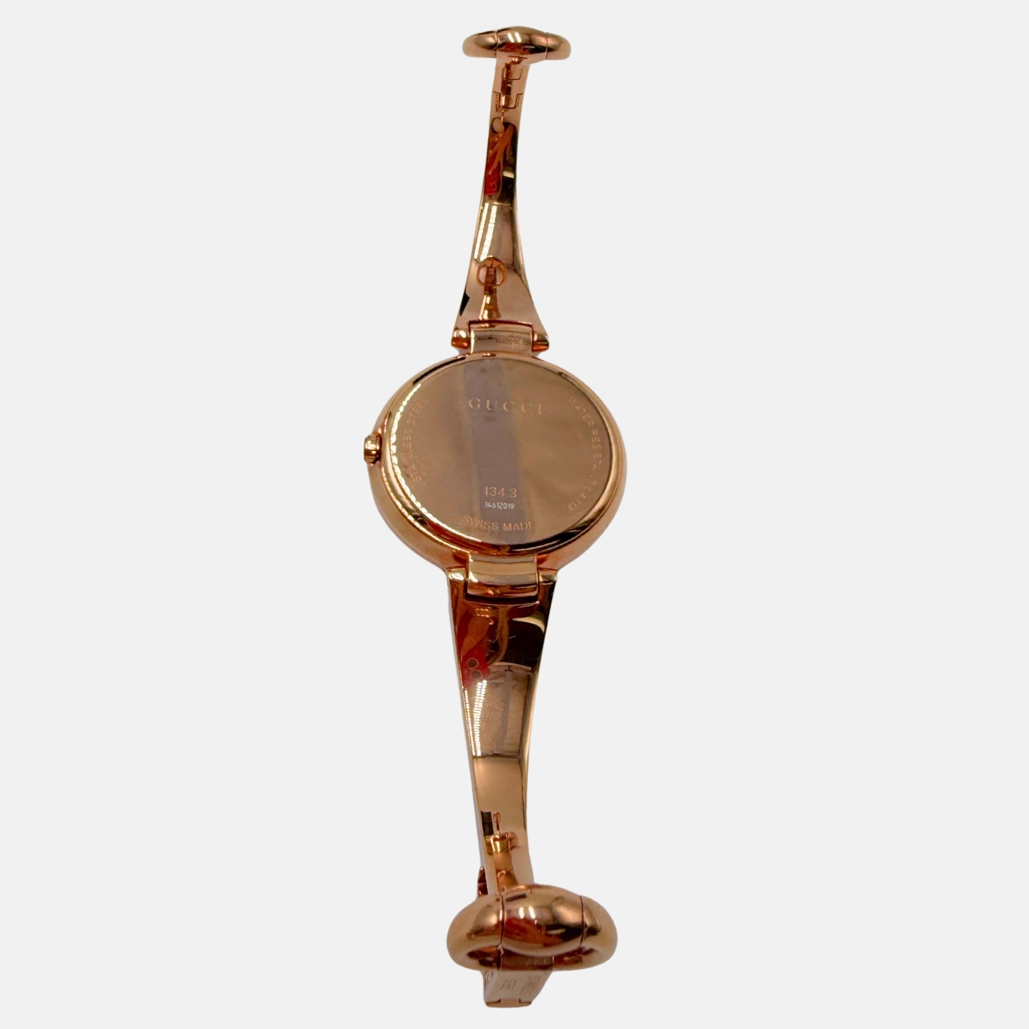 Rose Gold Tone Bangle Watch Burgundy Dial