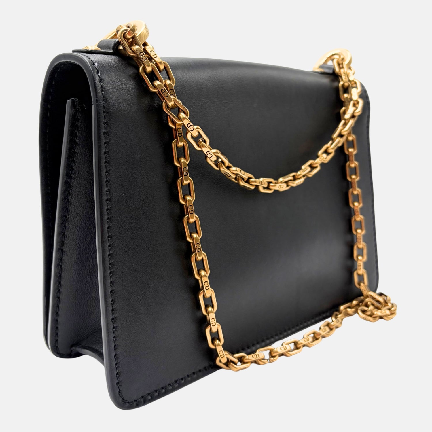 J'Adior Smooth Calfskin Chain Clutch Black