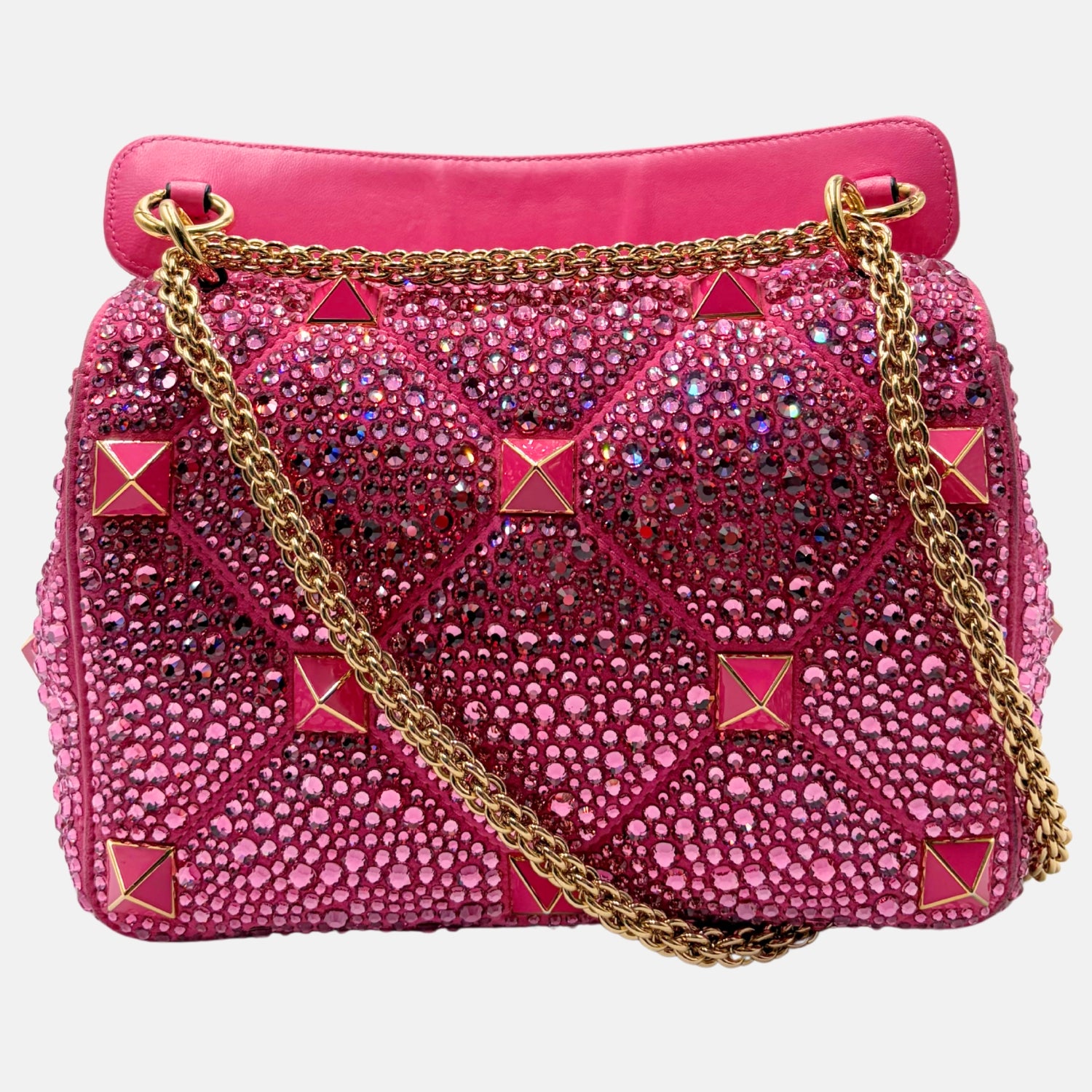 Garavani Shoulder Bag Pink Crystal Roman Stud