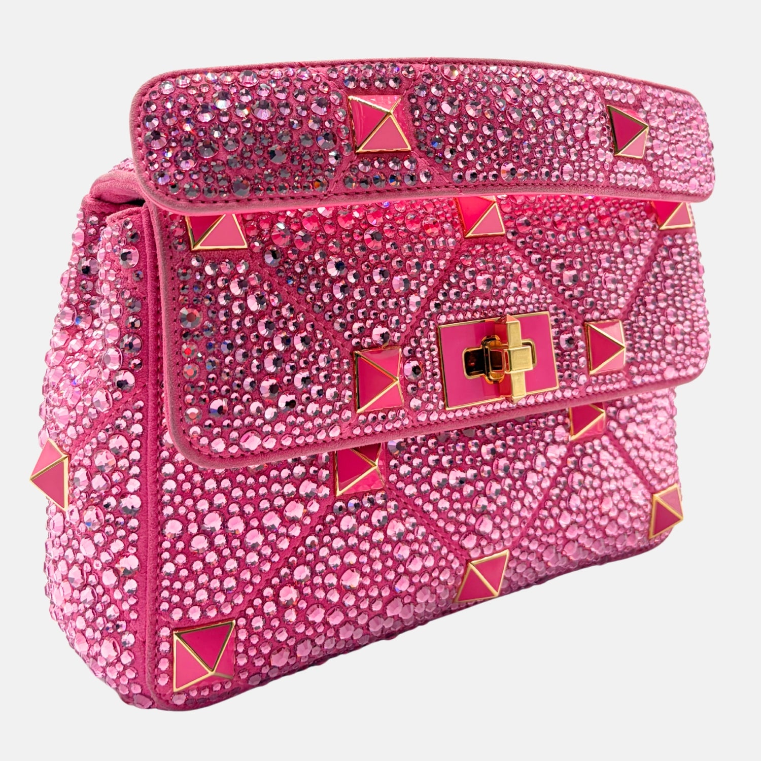 Garavani Shoulder Bag Pink Crystal Roman Stud