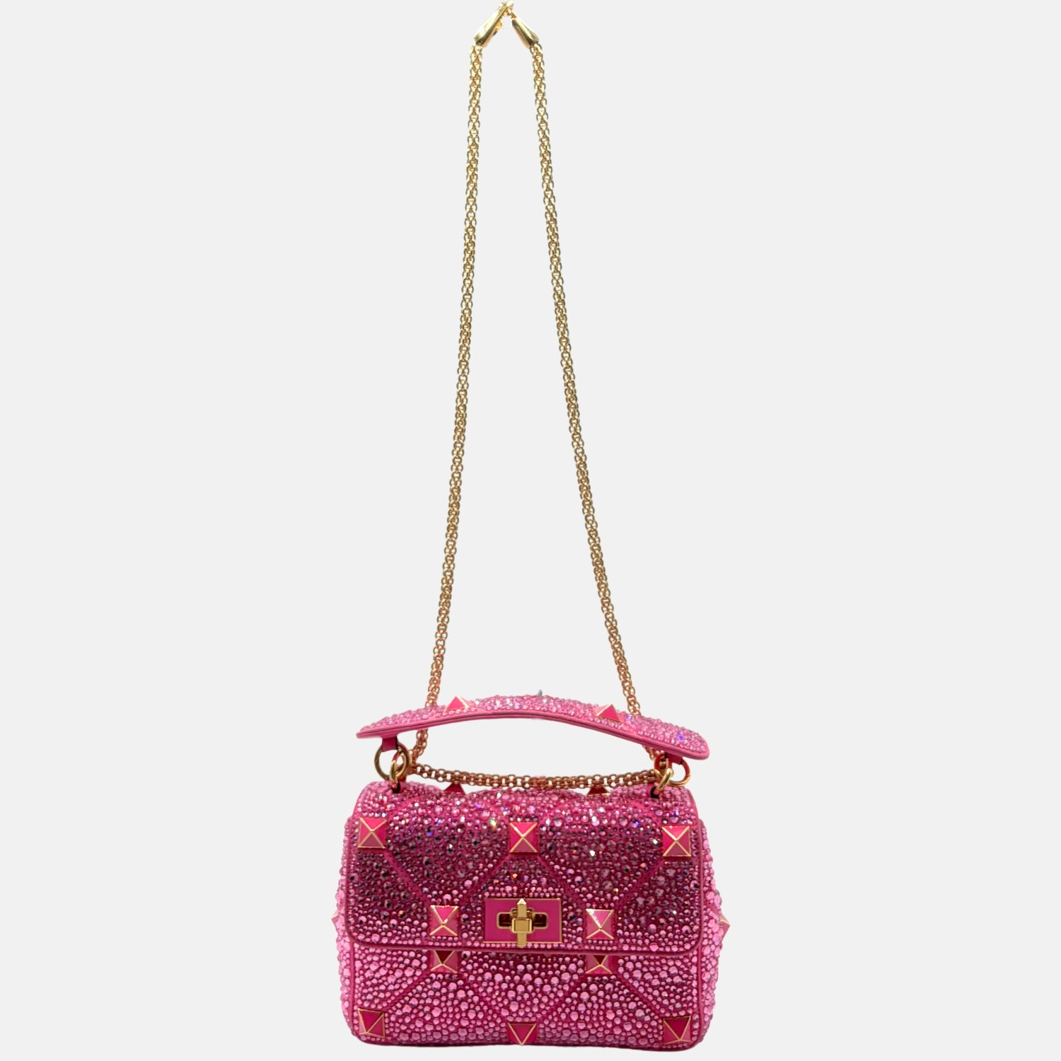 Garavani Shoulder Bag Pink Crystal Roman Stud