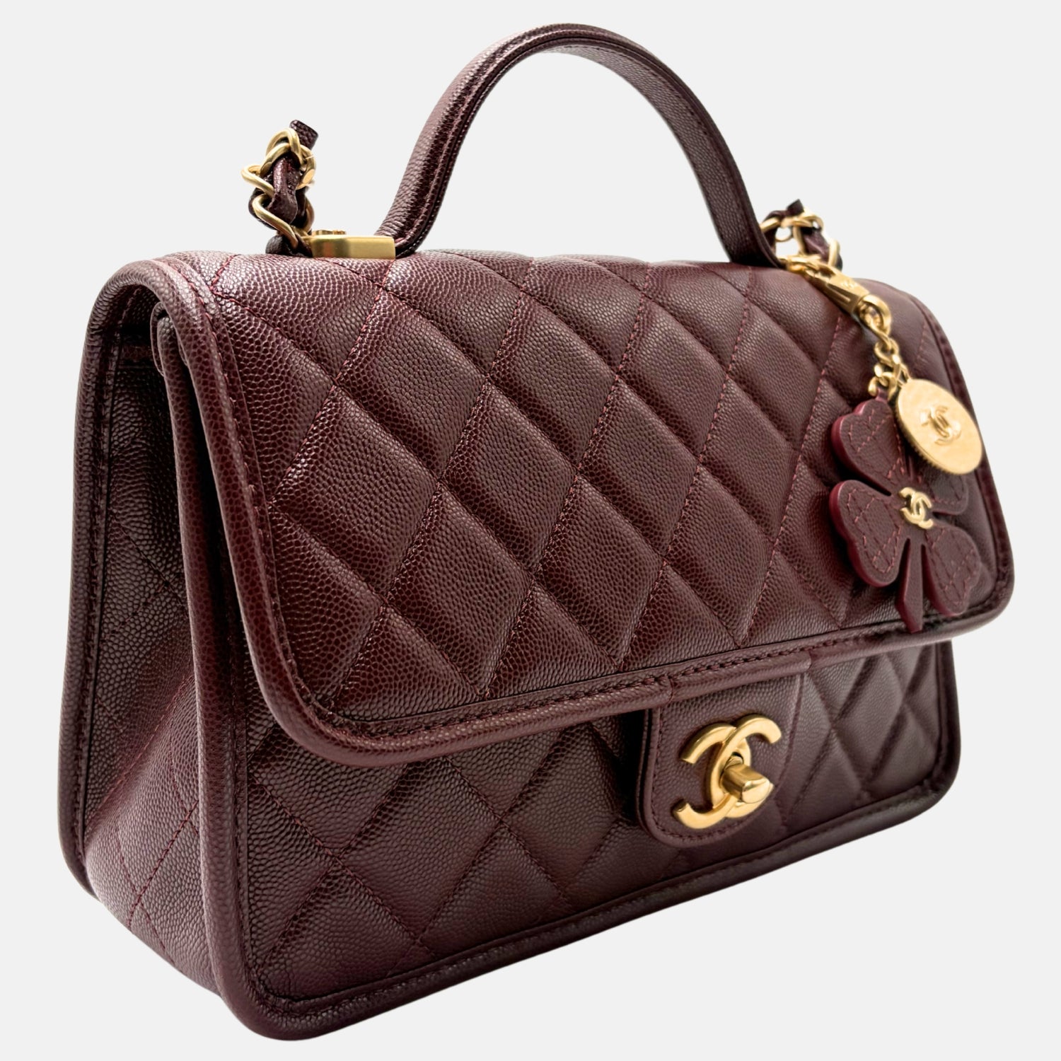 Top Handle Flap Brown Caviar