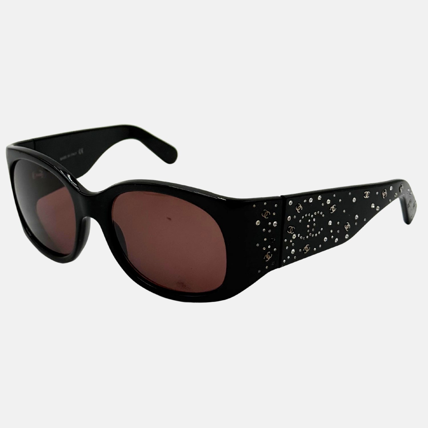 Butterfly Sunglasses Black Swarovski Crystal CC Logo