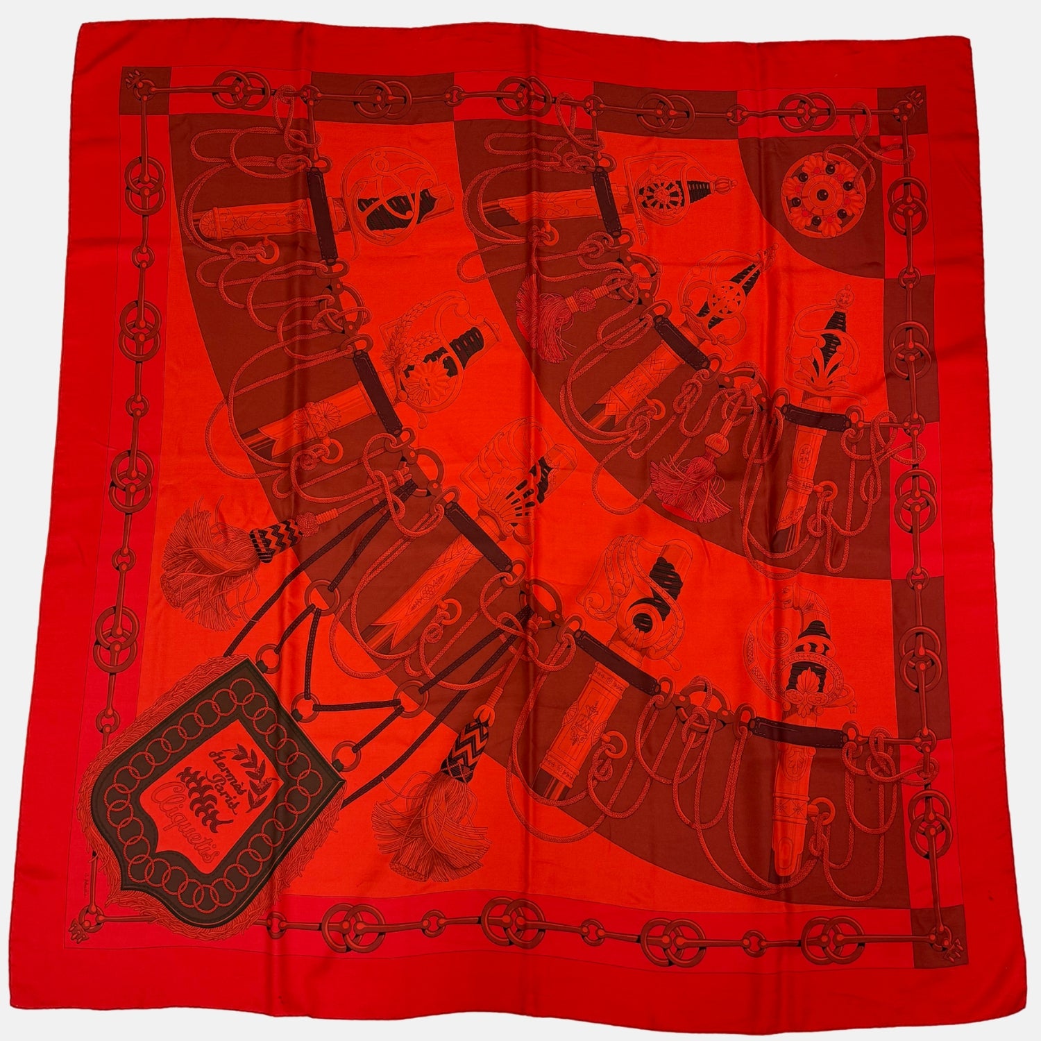 Les Cles Scarf Red Silk 90